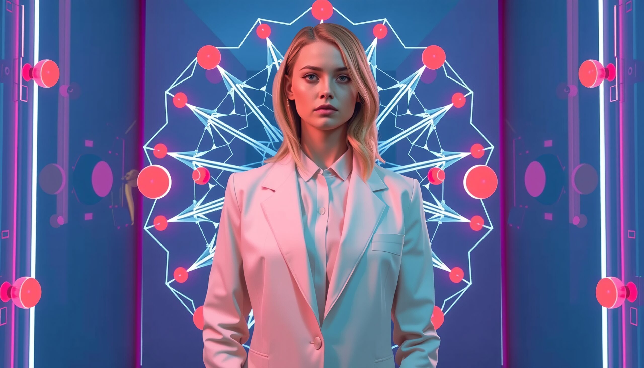 Futuristic Lab with Neon Networks