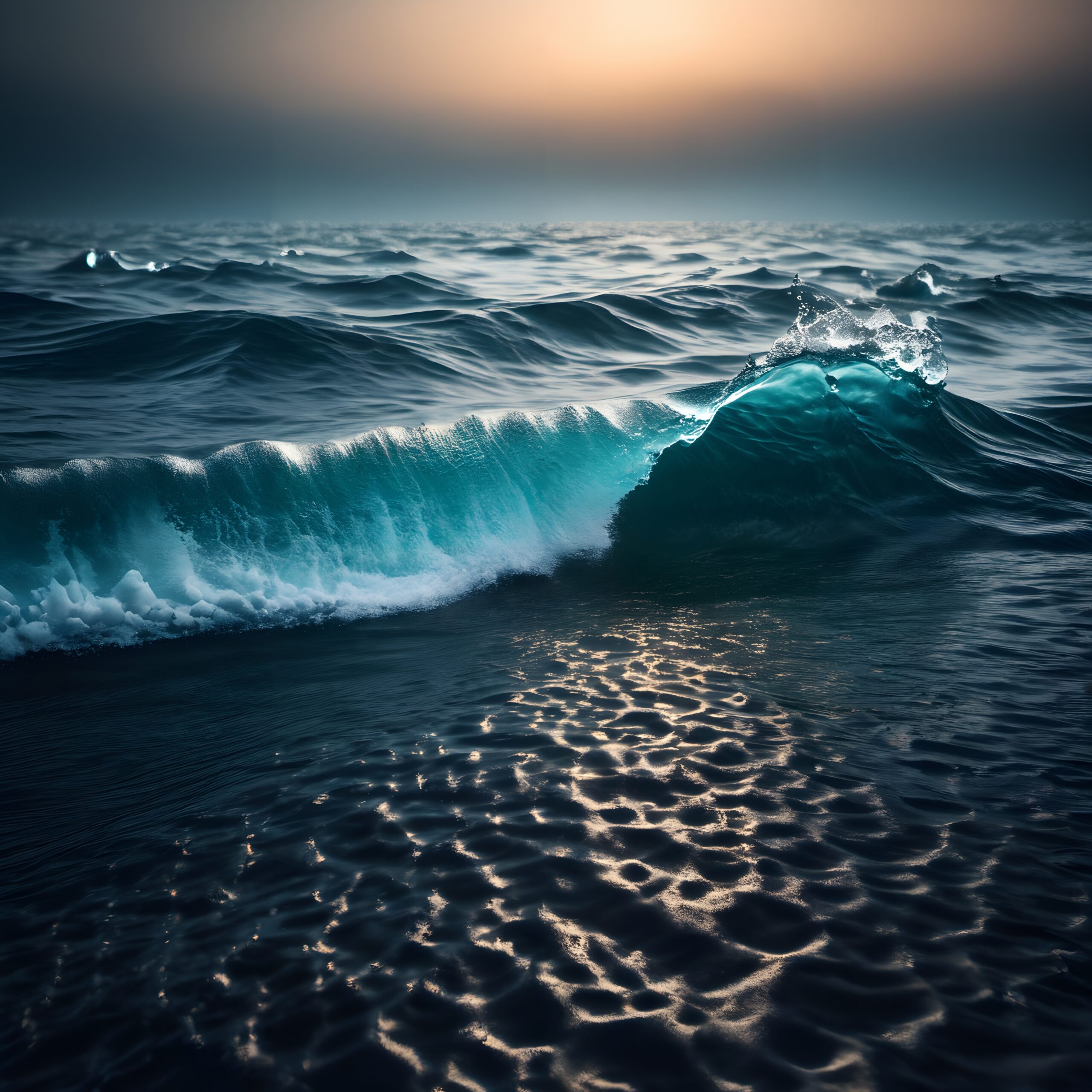 Dramatic Ocean Wave at Sunrise