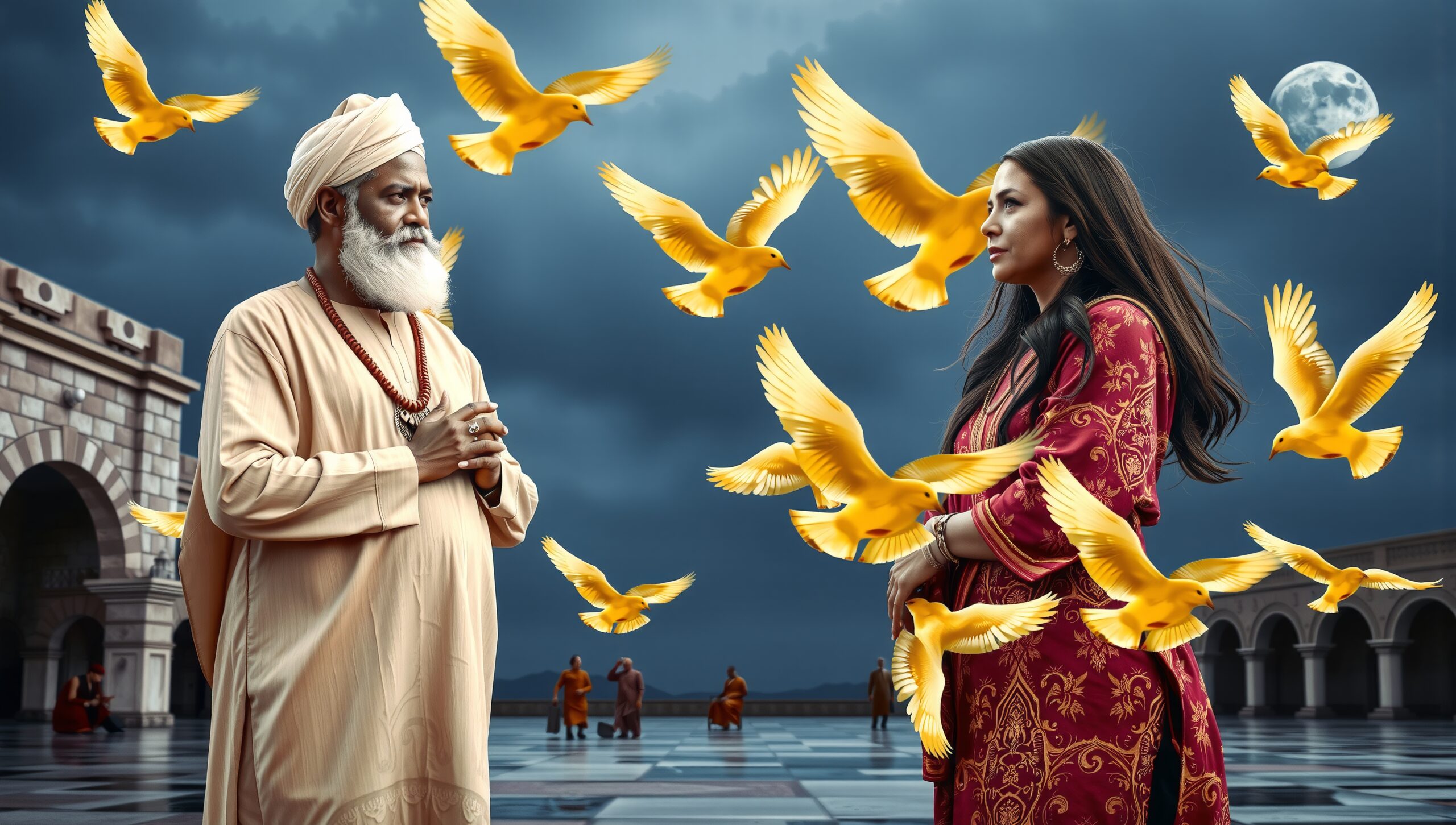 Serene Encounter with Yellow Birds