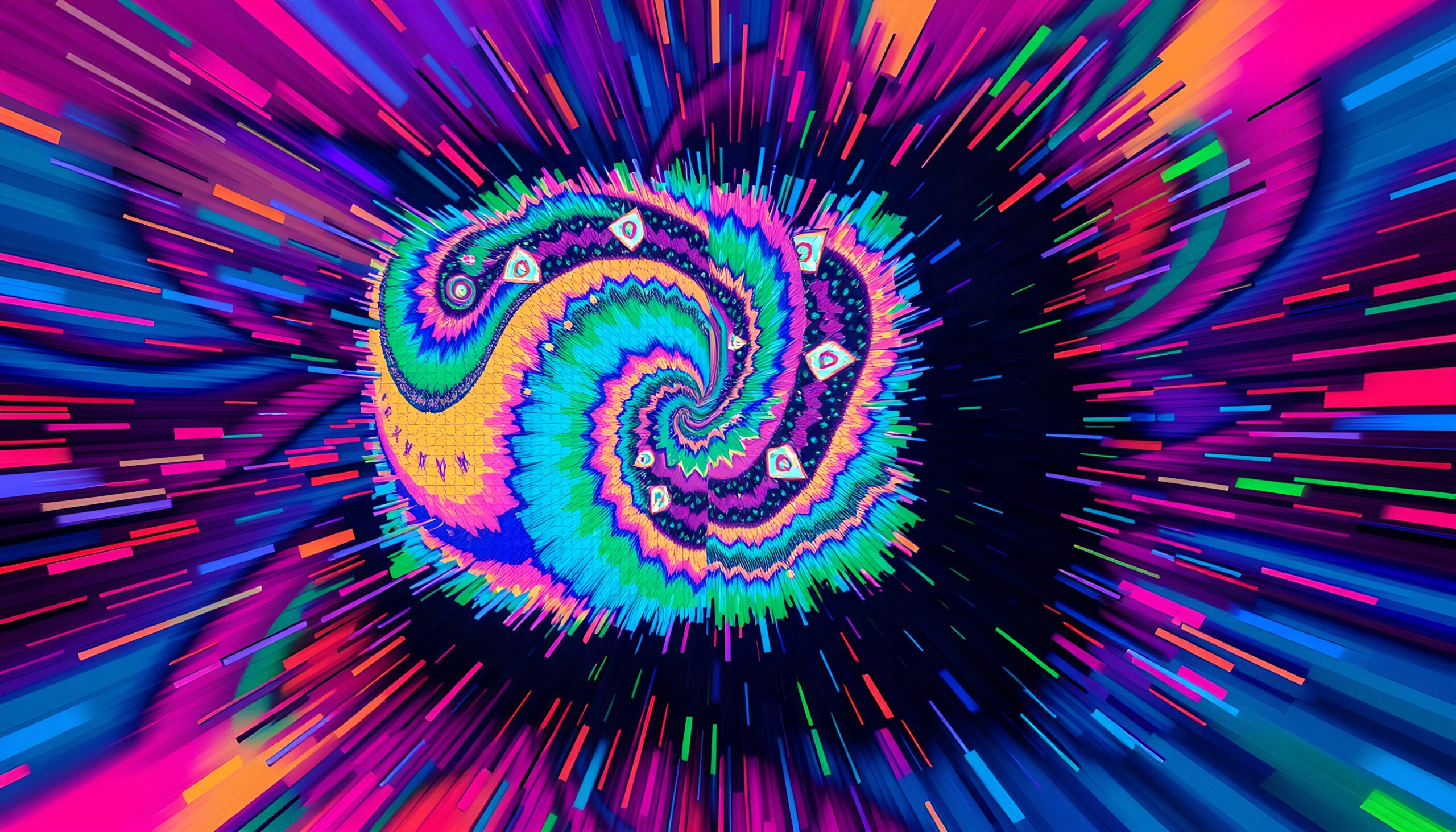 Psychedelic Neon Swirl Explosion Art