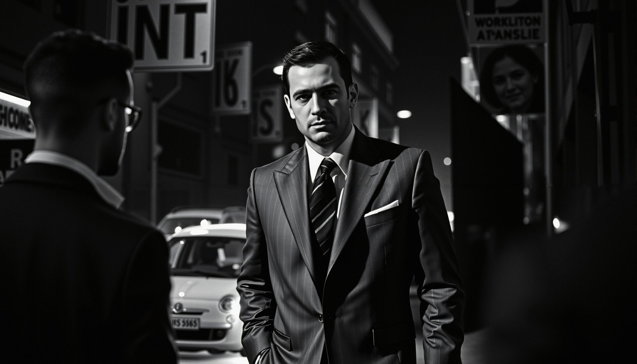 Noir Nighttime Street Encounter