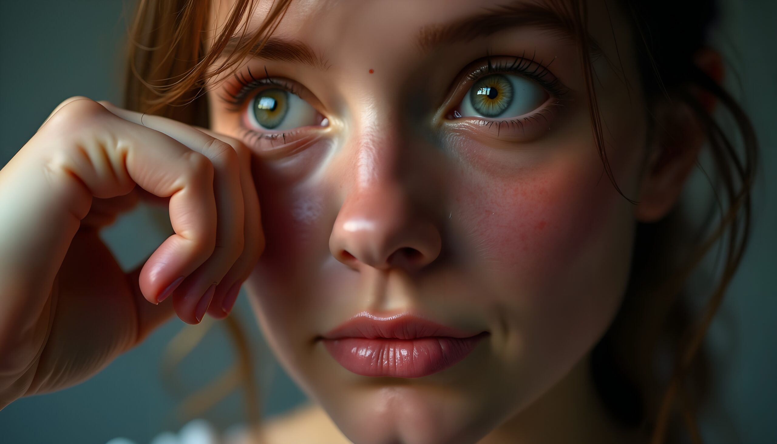 Contemplative Girl Close-Up Portrait