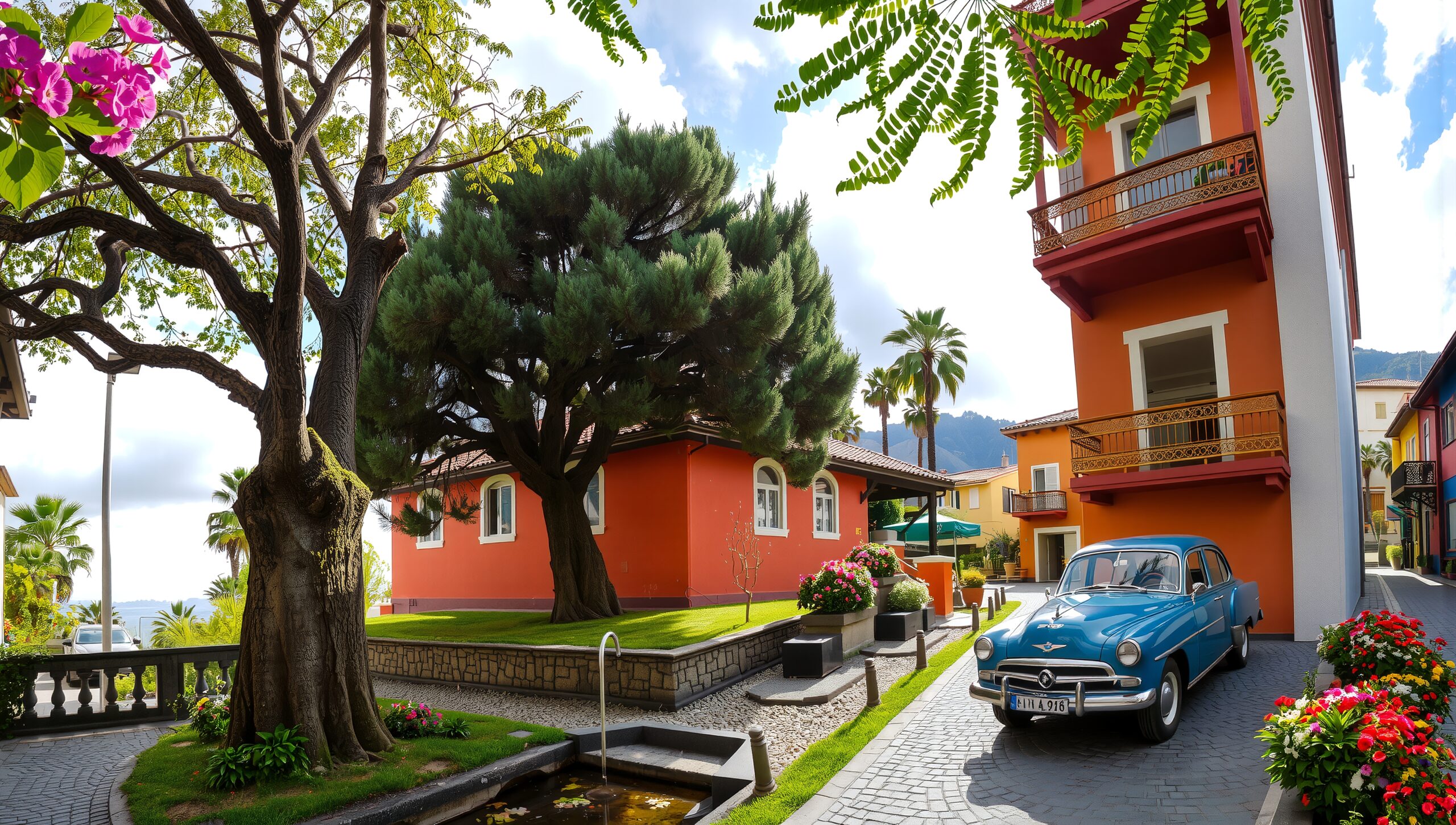 Charming Mediterranean Courtyard Scene