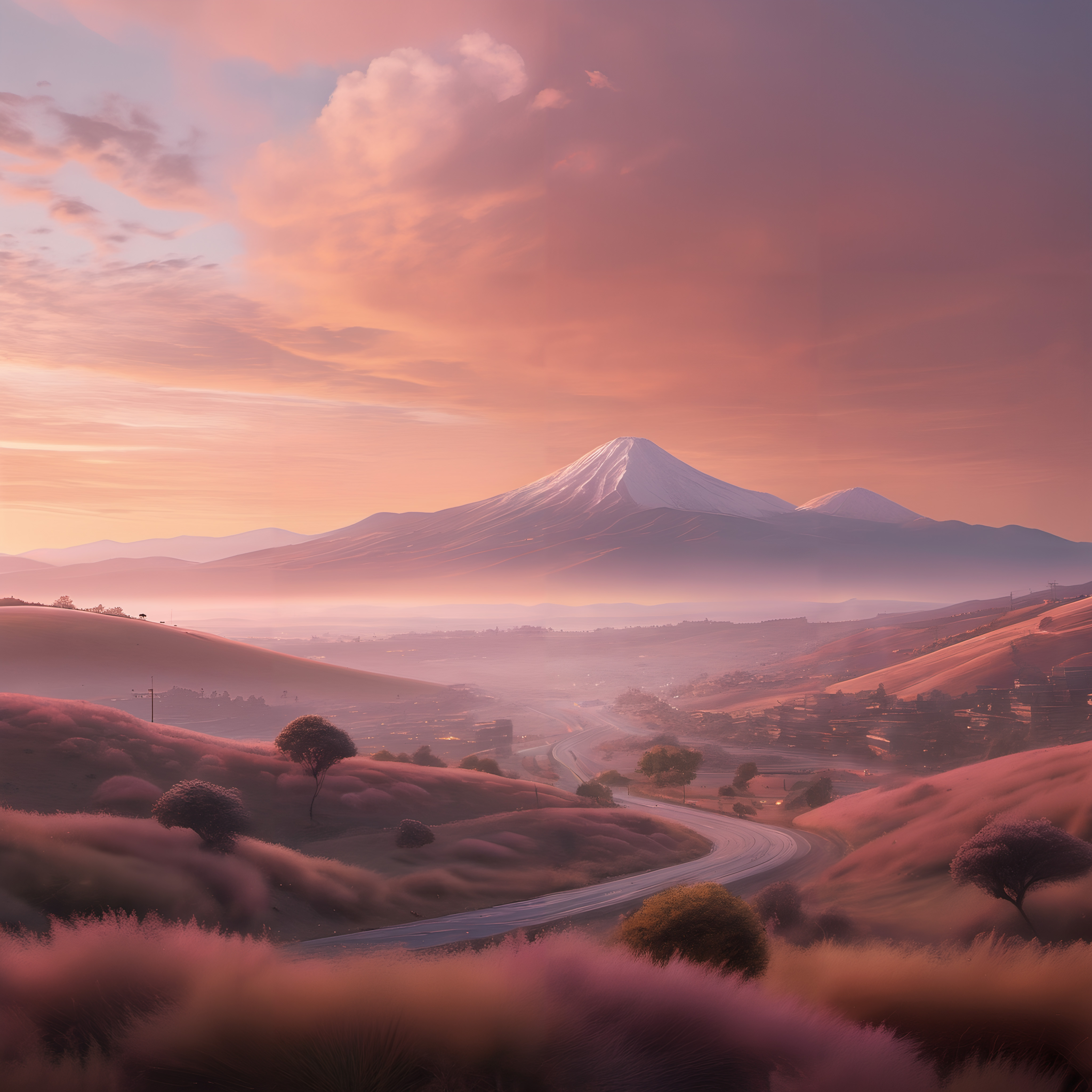 Sunset Over Snow-Capped Mountain
