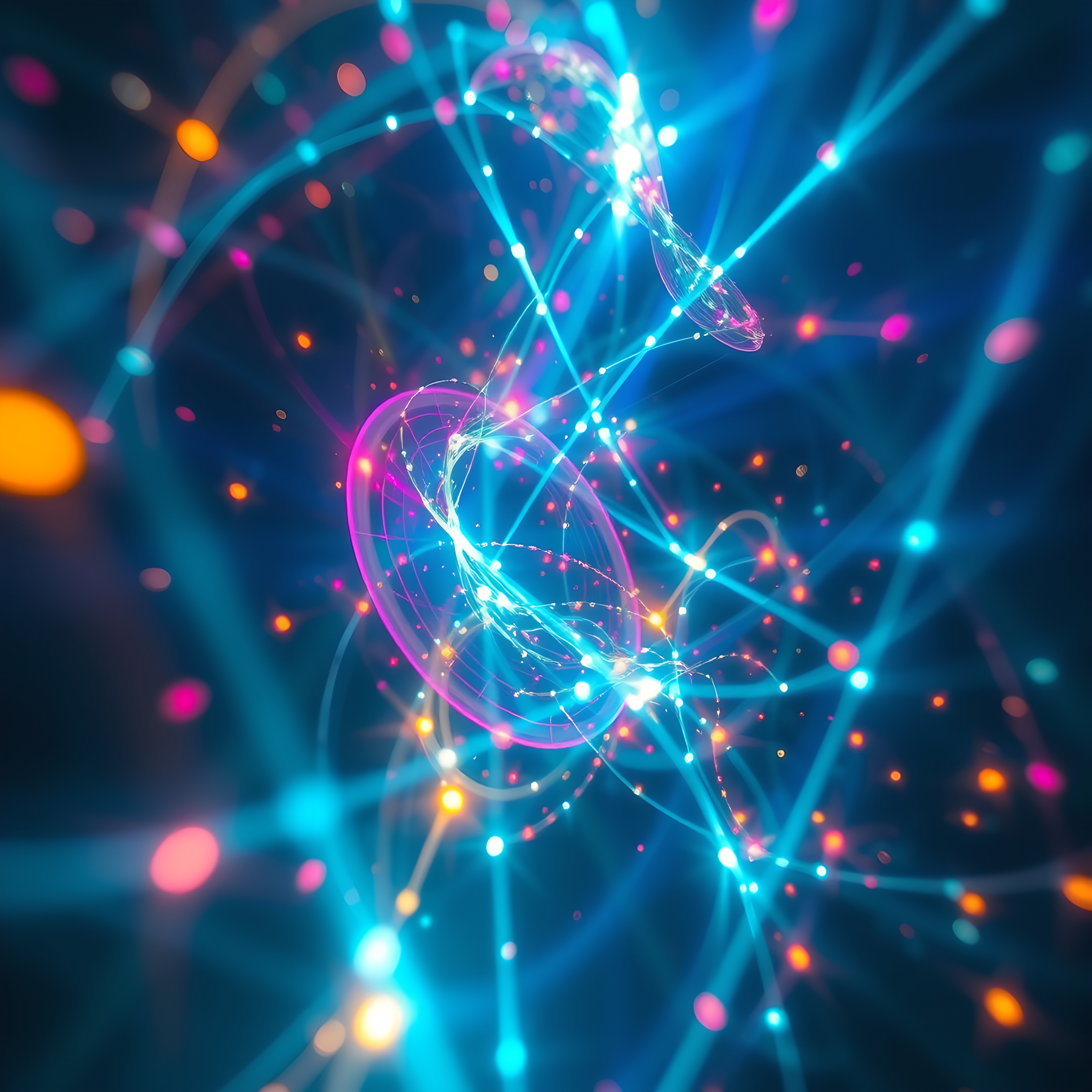 Digital Neon Lights Abstract Art – A Luna Blue