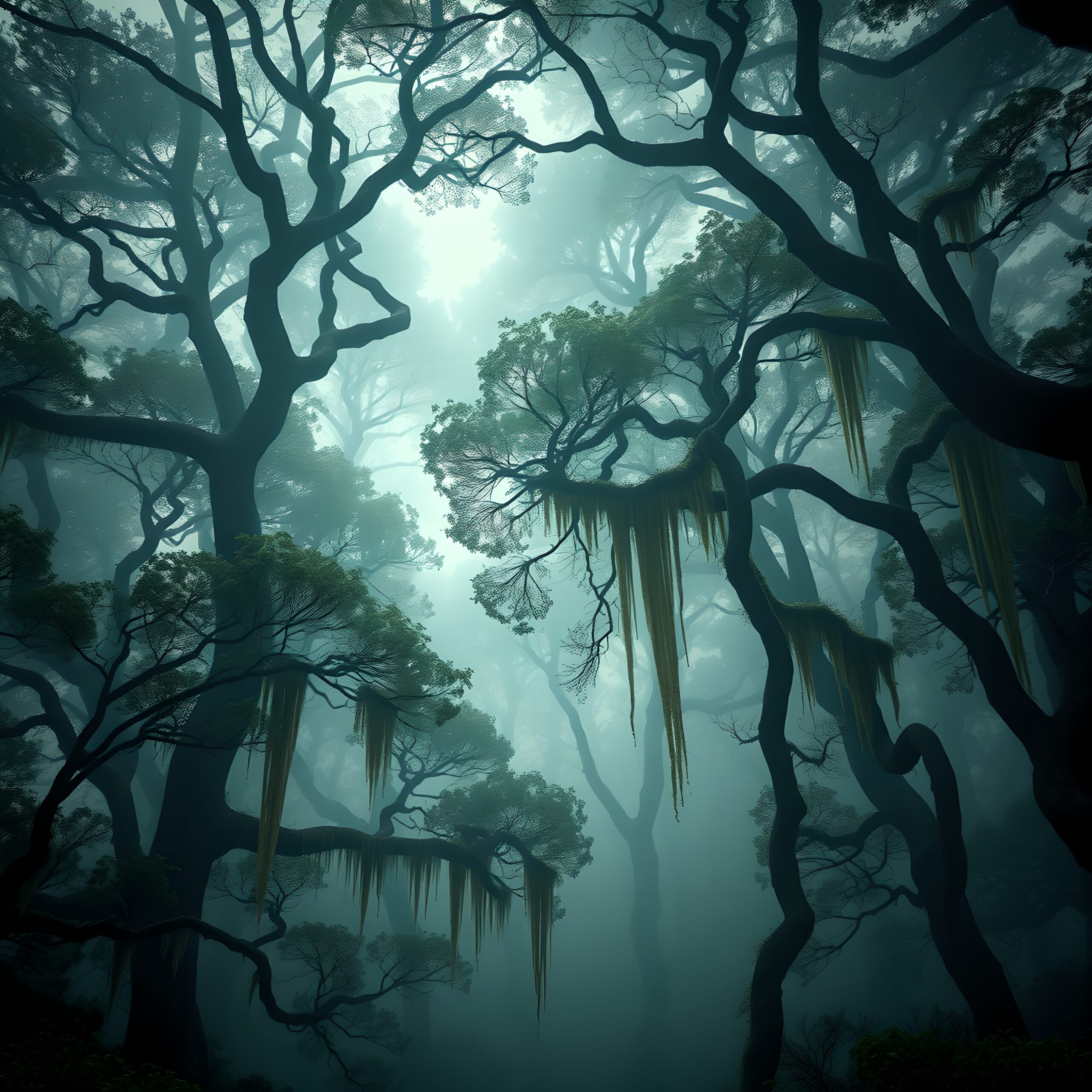 Enigmatic Forest Veiled in Mist