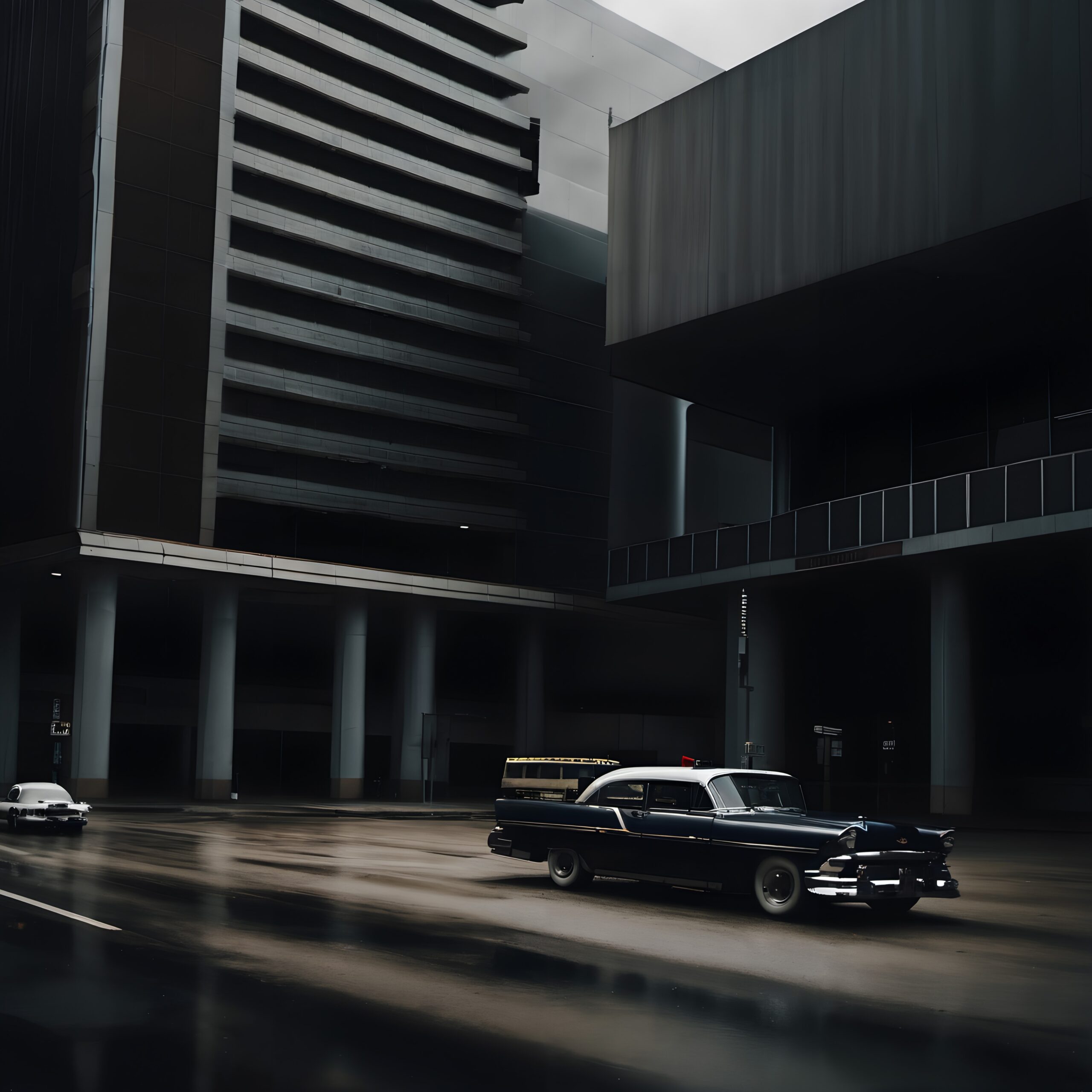 Vintage Cars in Urban Scene