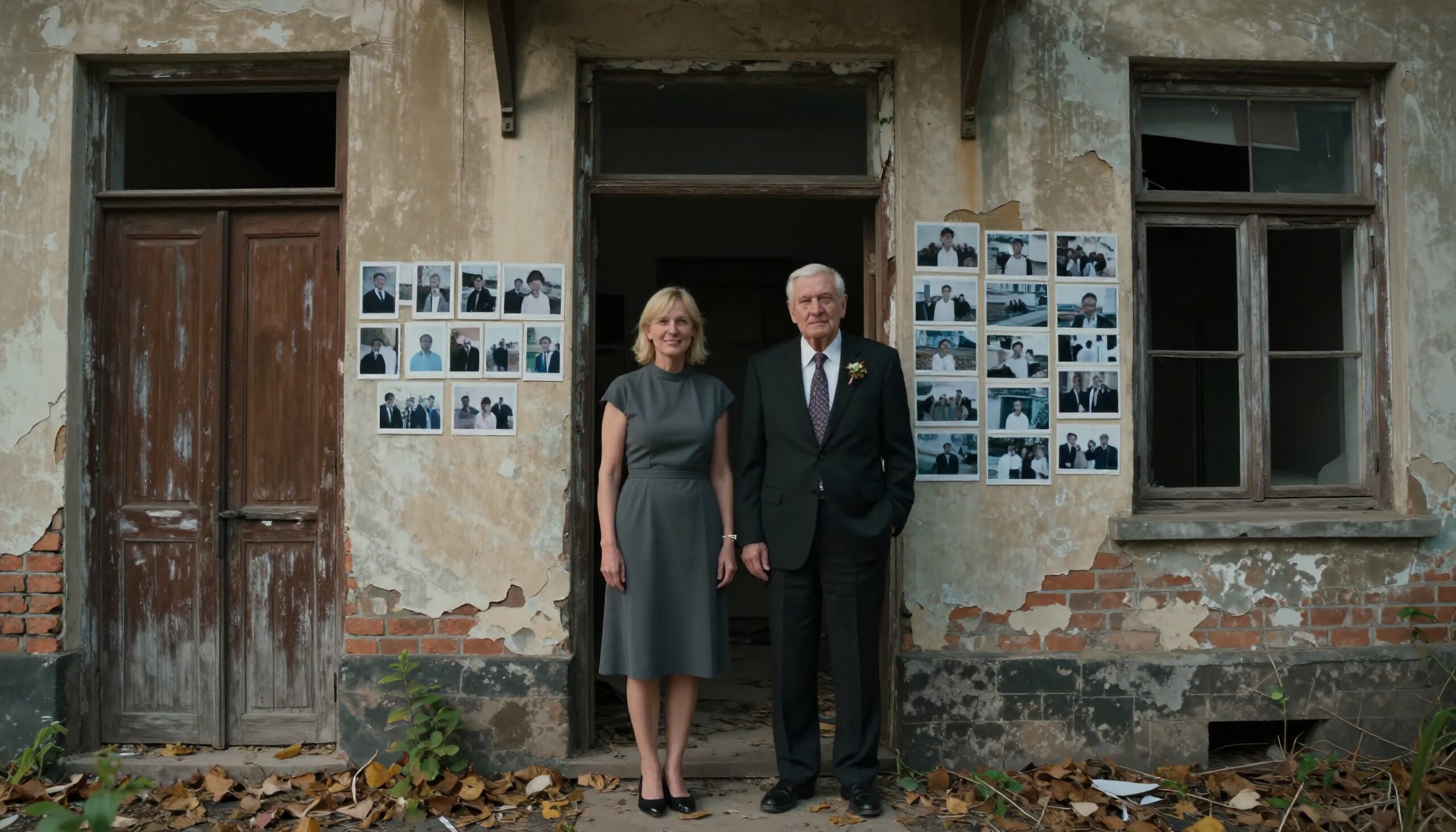 Nostalgic Couple in Abandoned Doorway