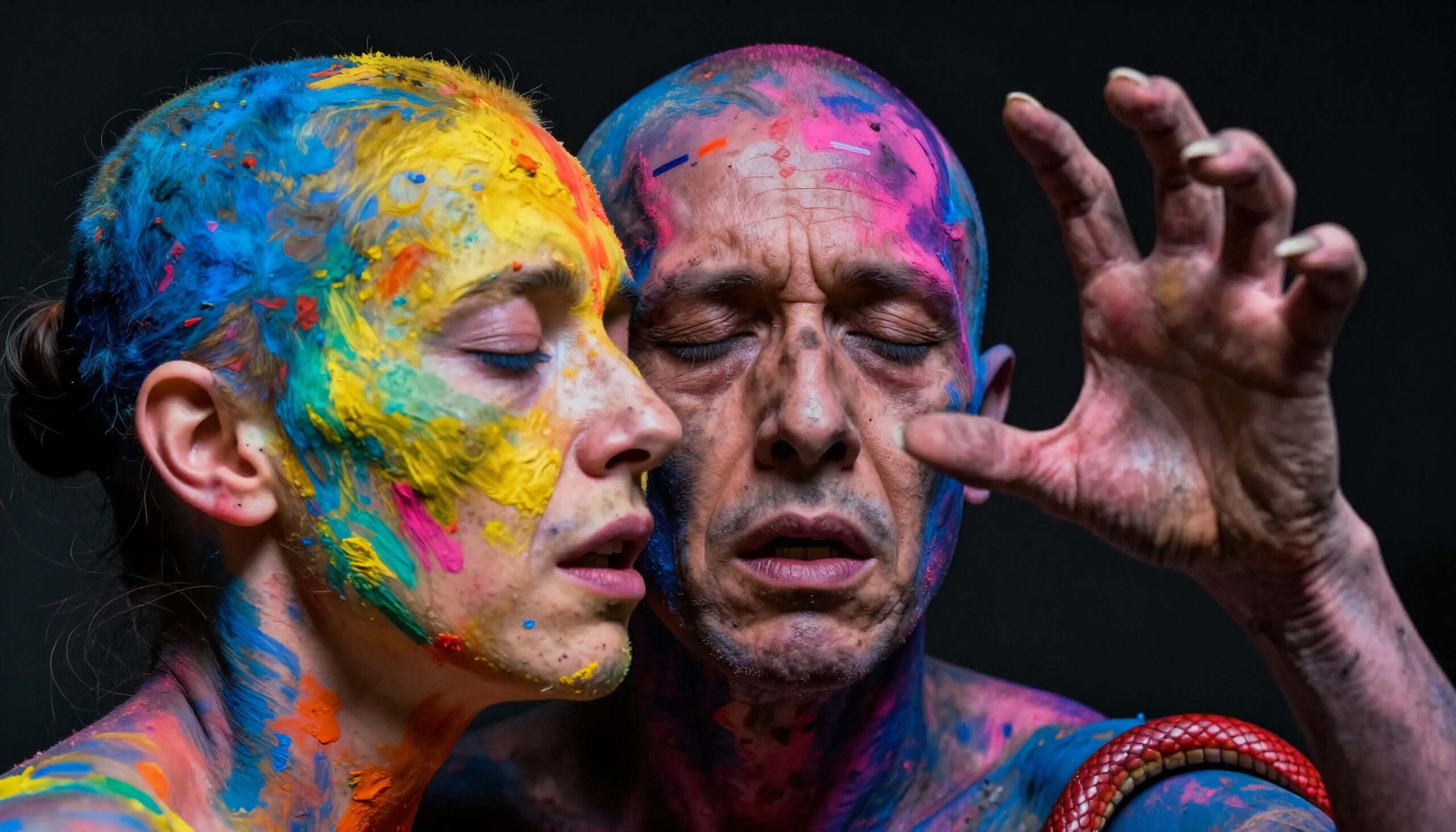 Colorful Faces Expressive Art Performance
