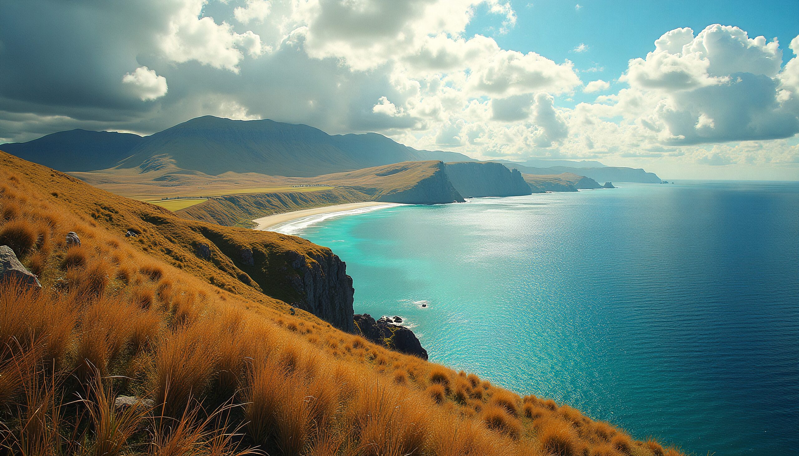 Golden Cliffs Overlooking Blue Ocean