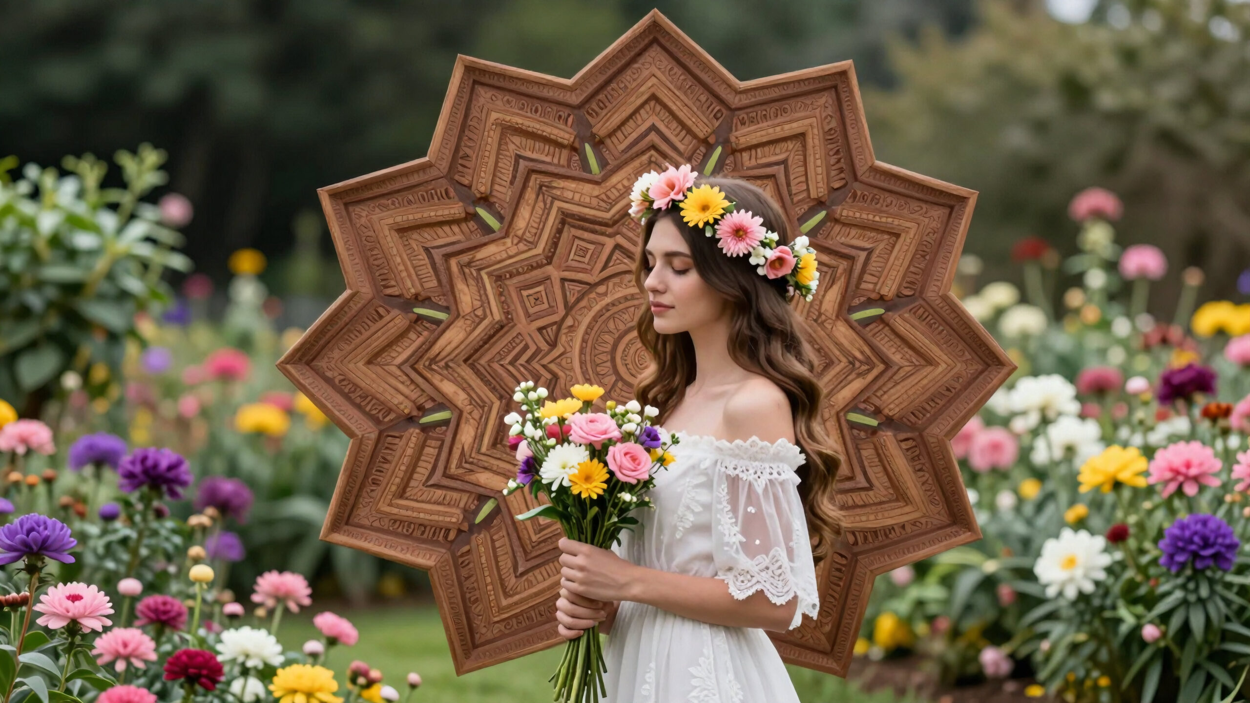 Floral Guardian With Wooden Star