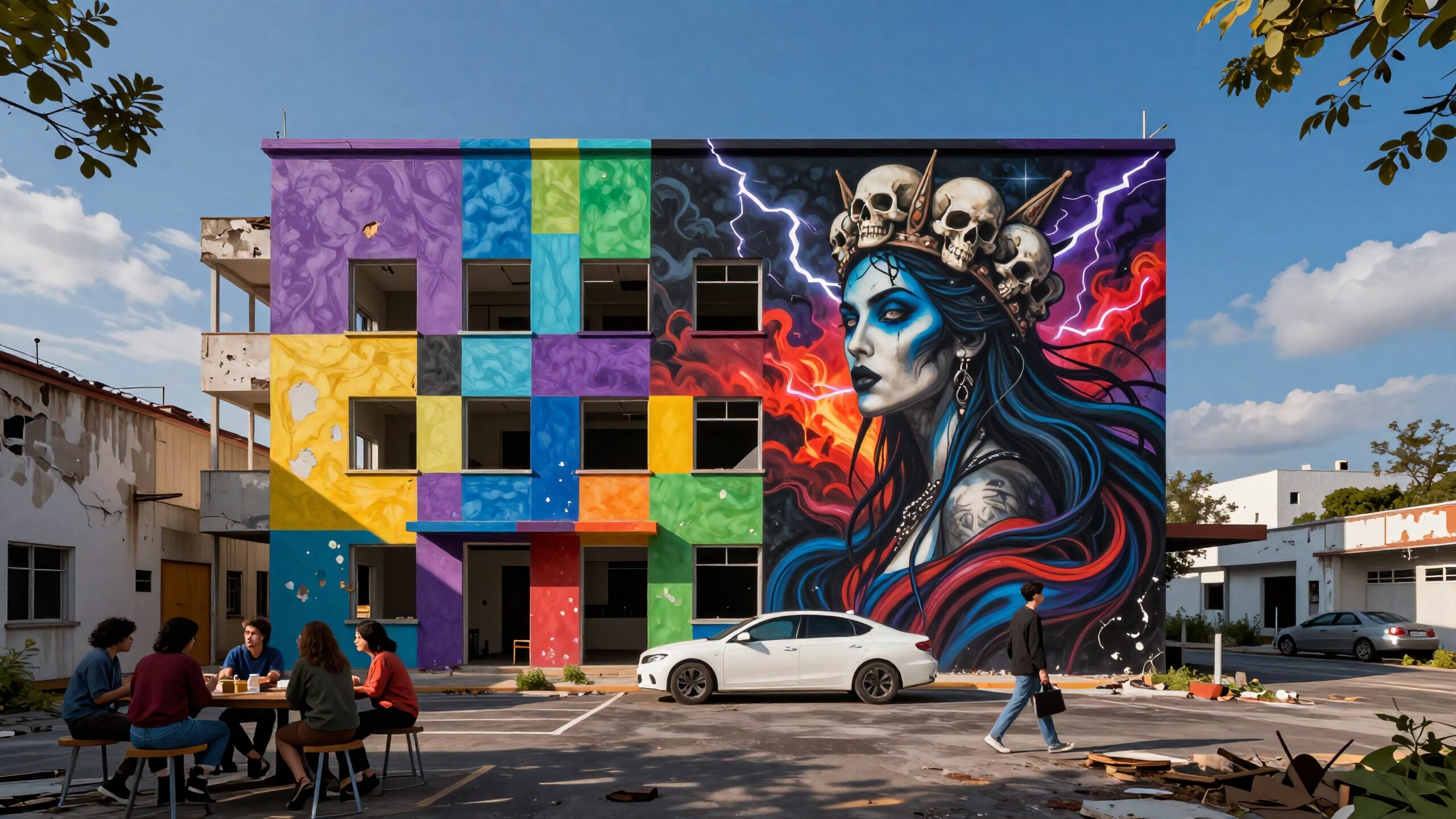 Colorful Mural on Urban Building
