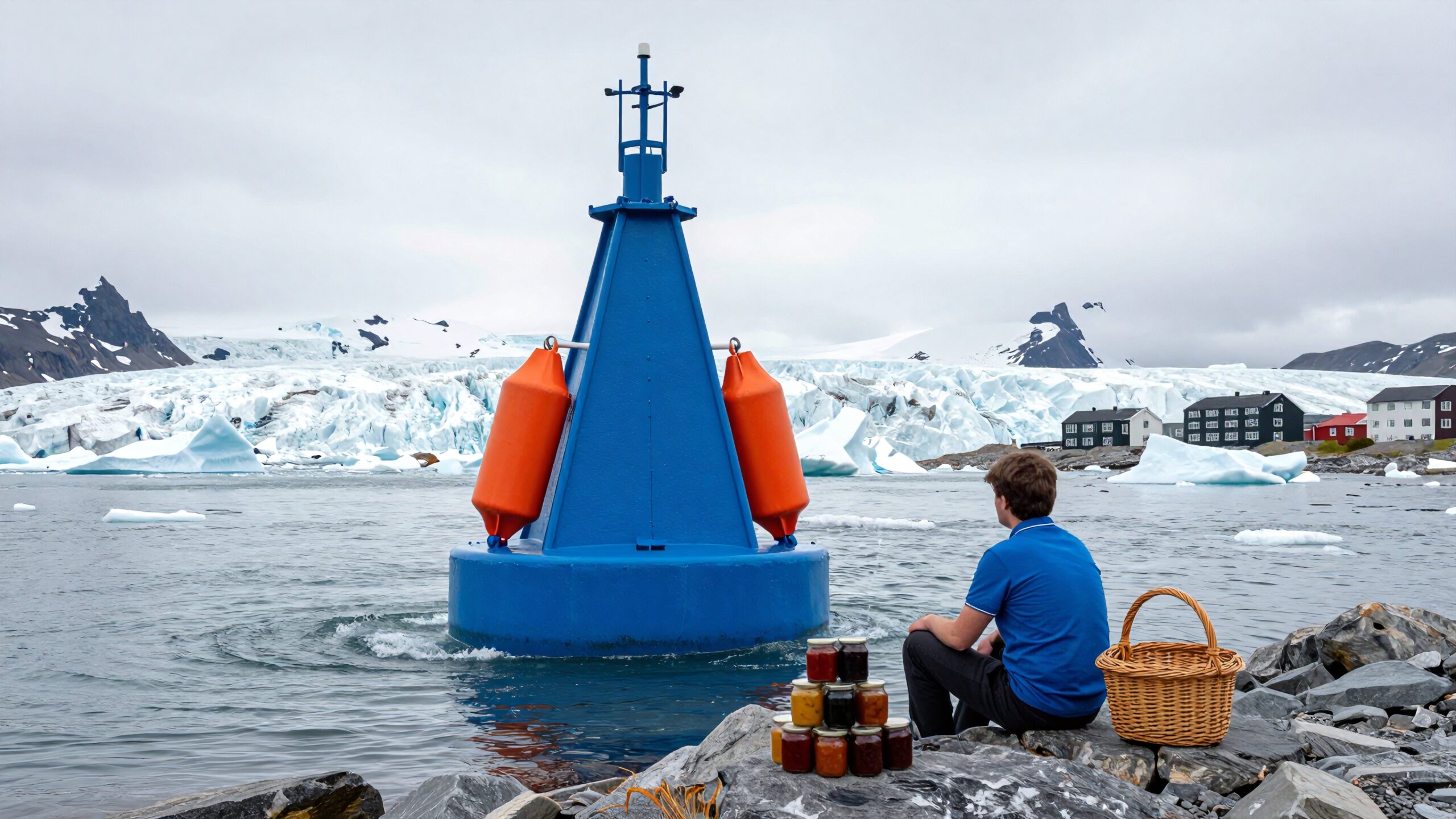 Arctic Scene with Glacier and Buoy