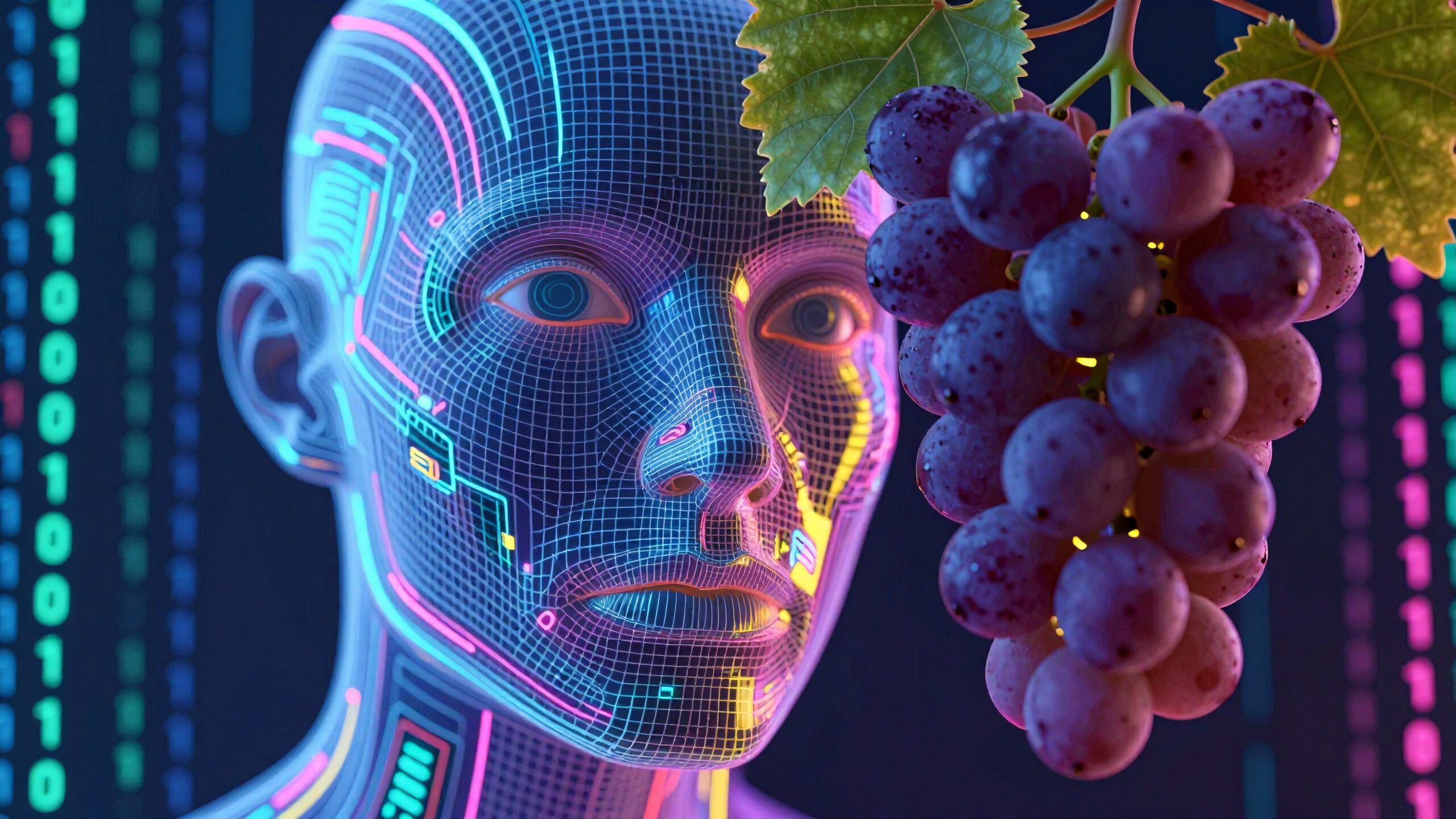 Futuristic AI and Nature Contrast