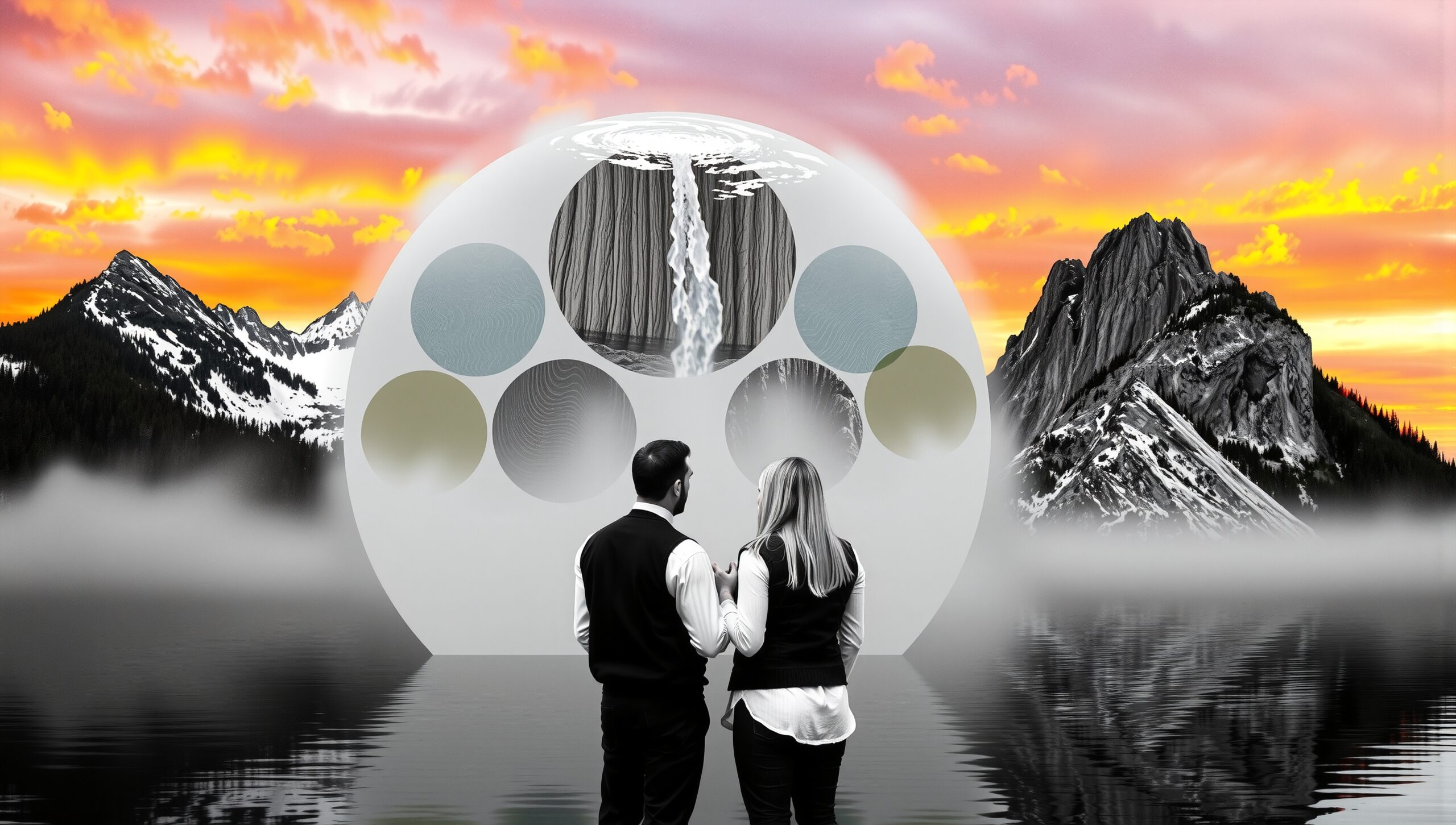 Surreal landscape with celestial art