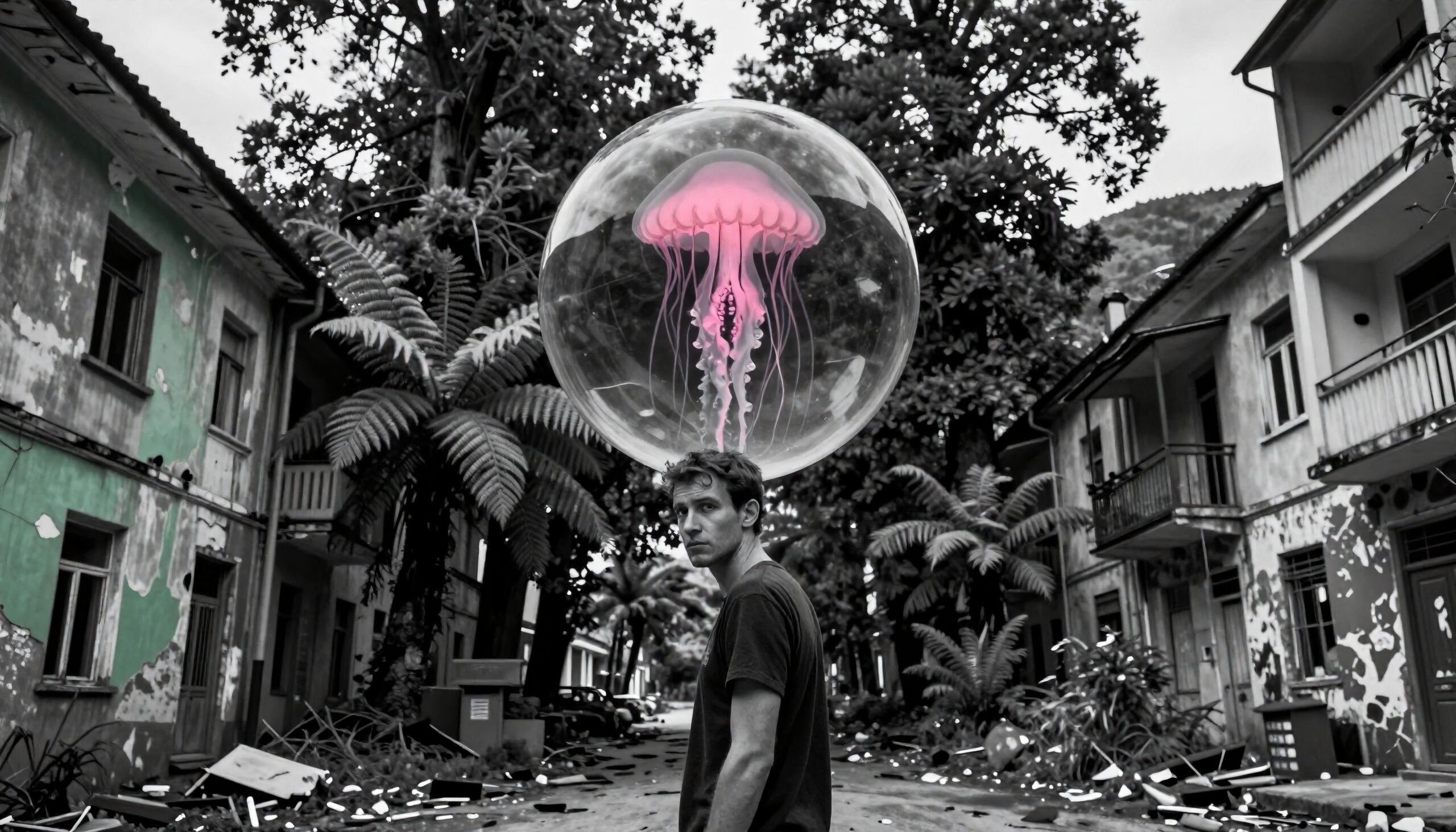 Man with Giant Jellyfish Balloon