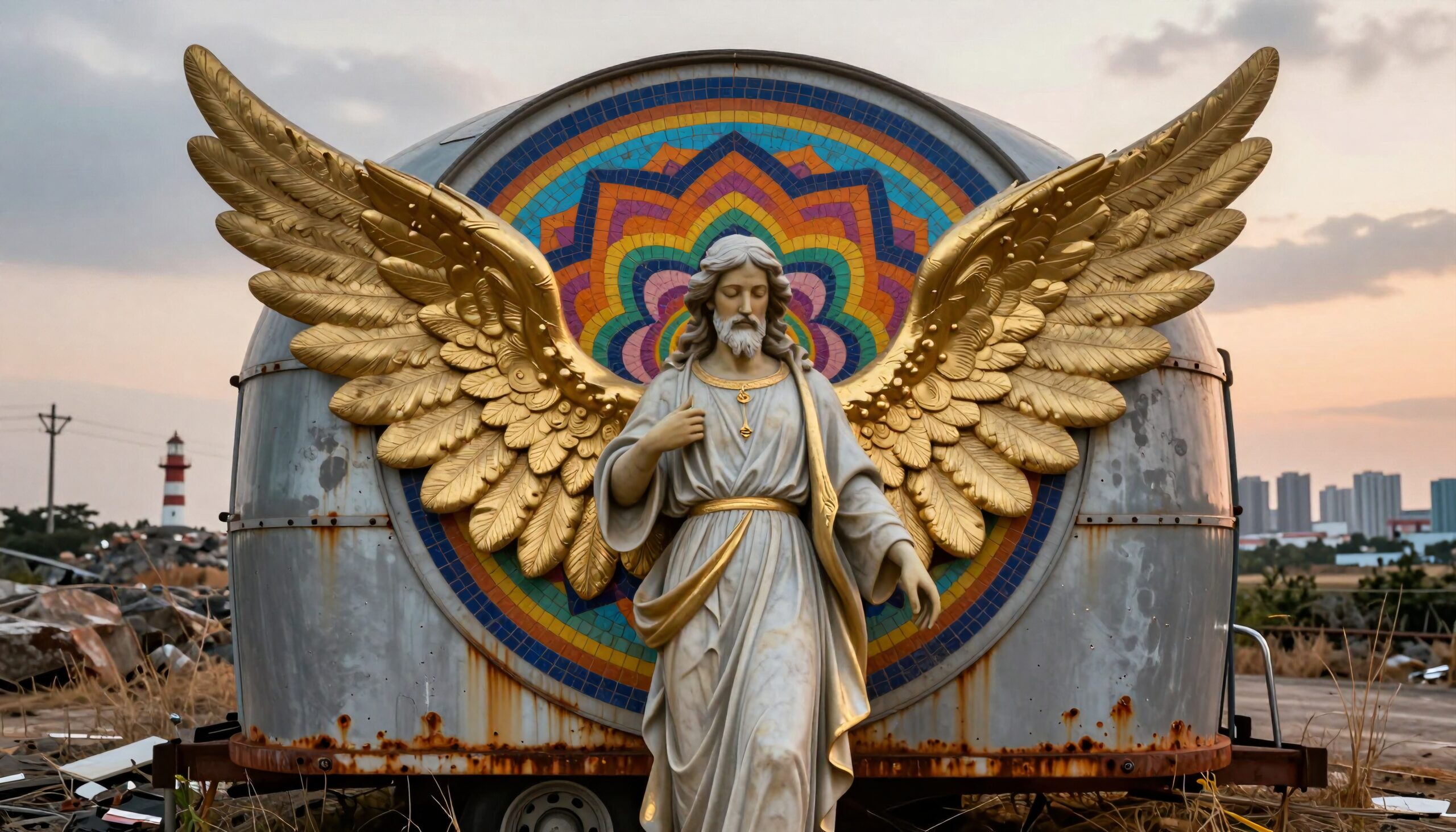 Majestic Angel in Urban Landscape