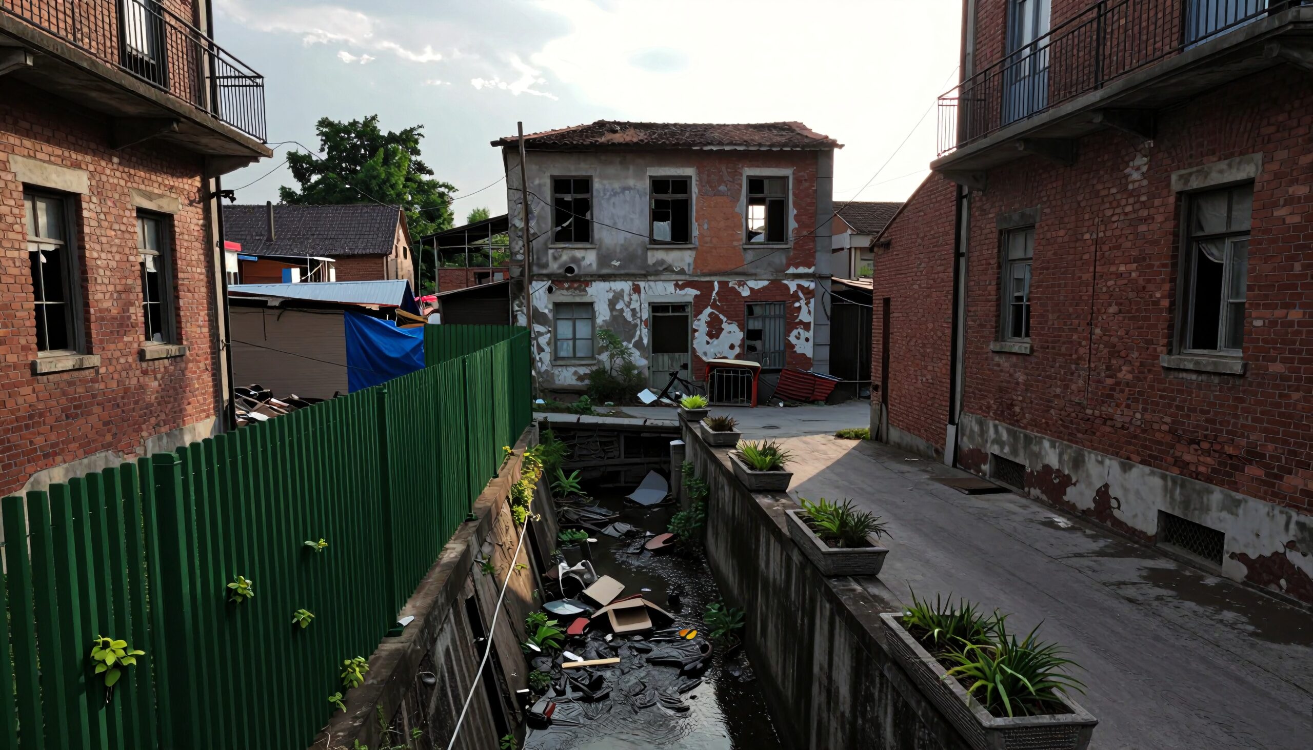 Urban Decay in Narrow Alleyway