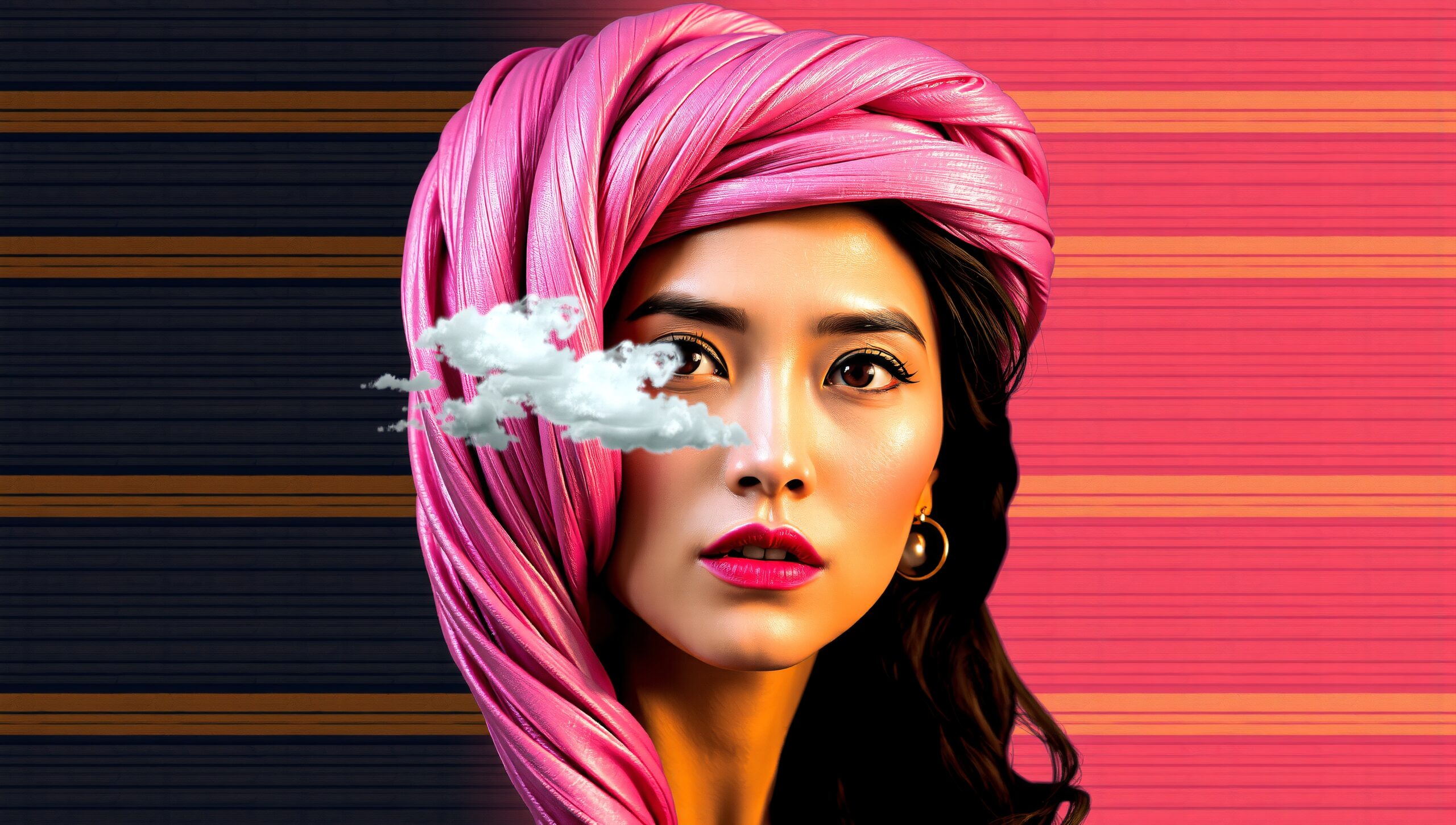 Surreal Pink Turban Portrait