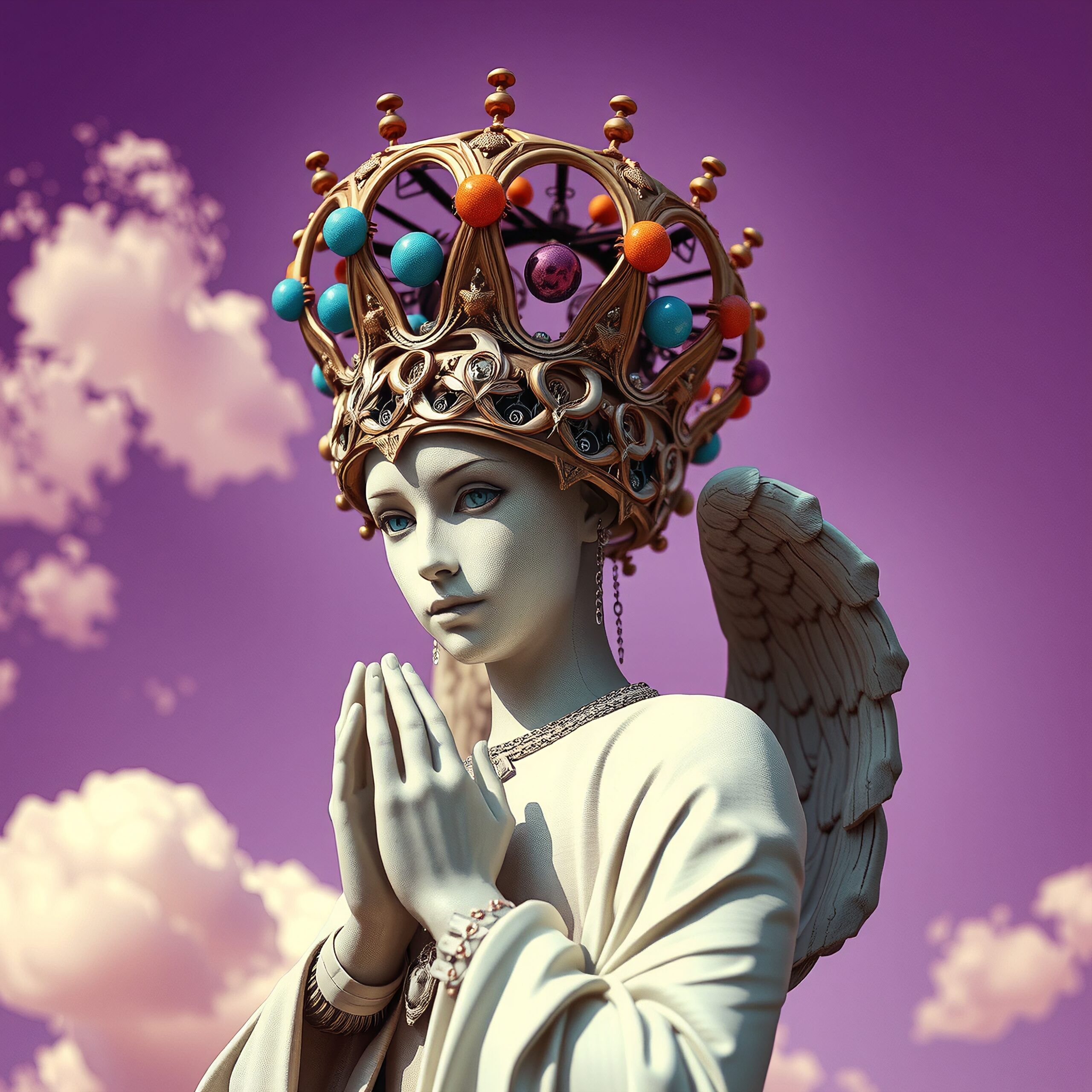 Celestial Angel with Colorful Crown