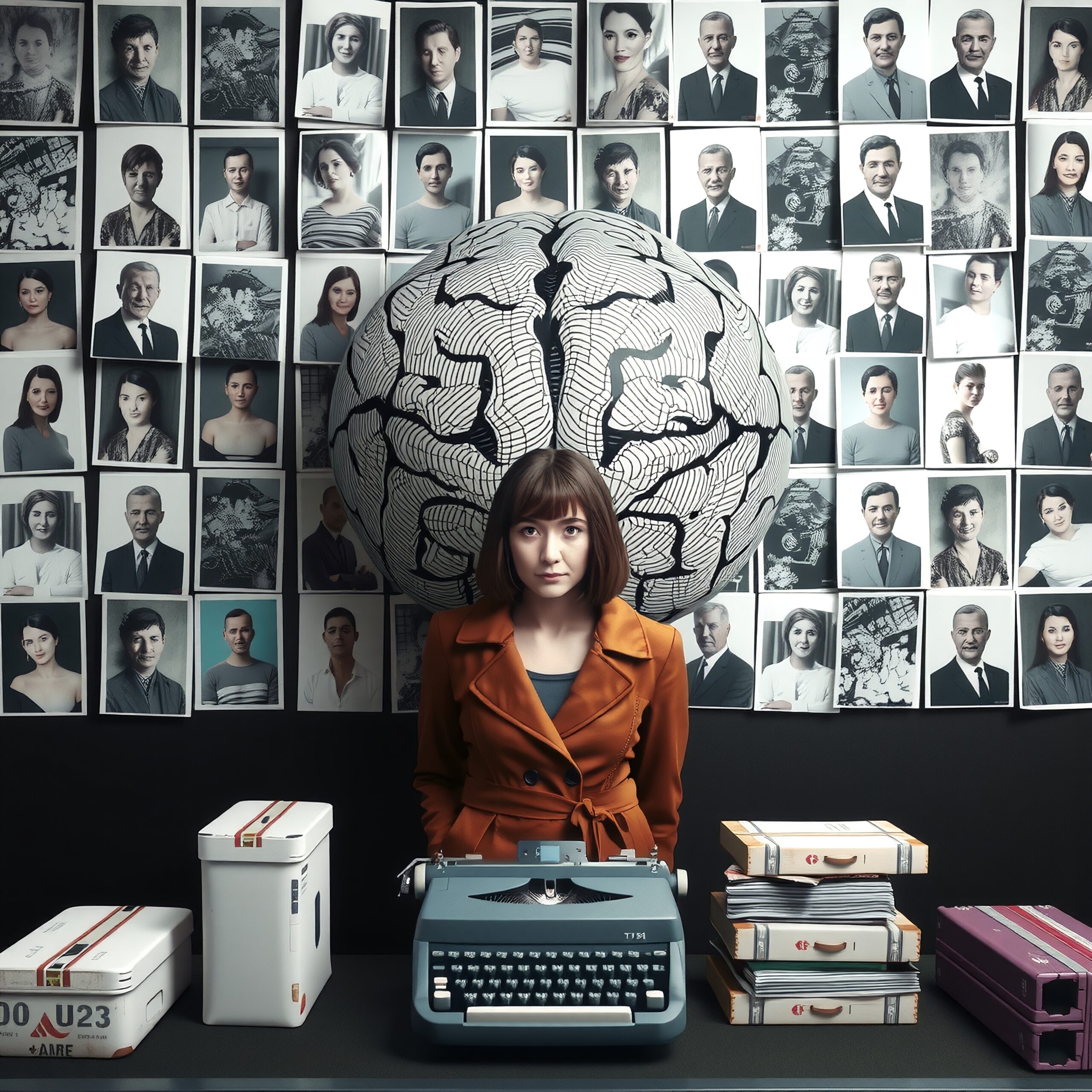 Portrait Wall and Thoughtful Woman