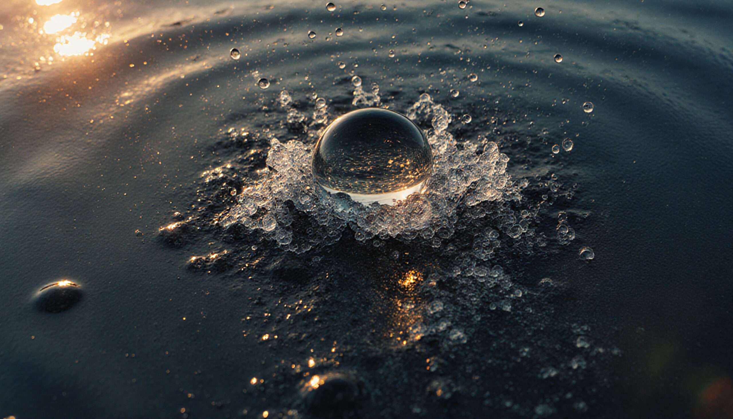 Crystal Sphere Water Droplet Impact