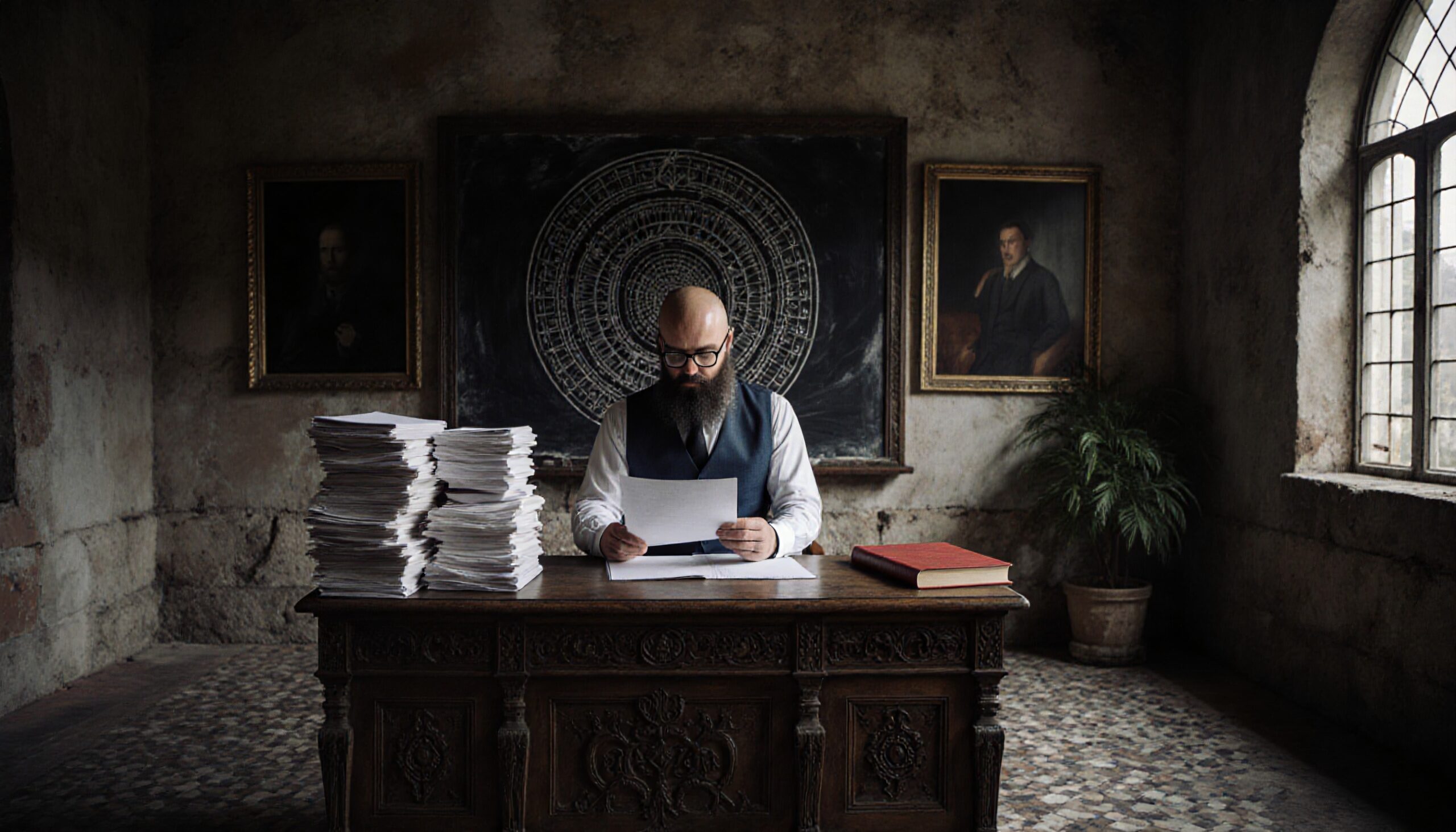 Scholar in Historical Study Room
