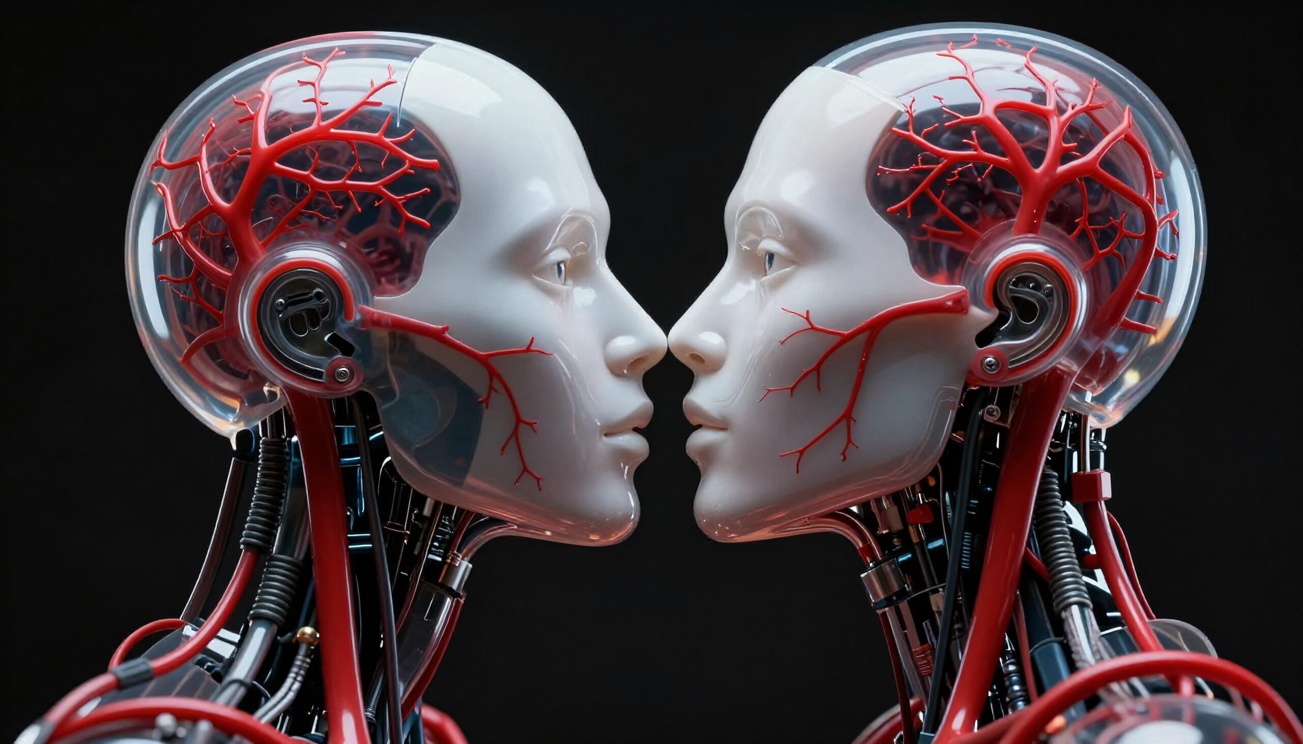 Two robotic heads with neural networks