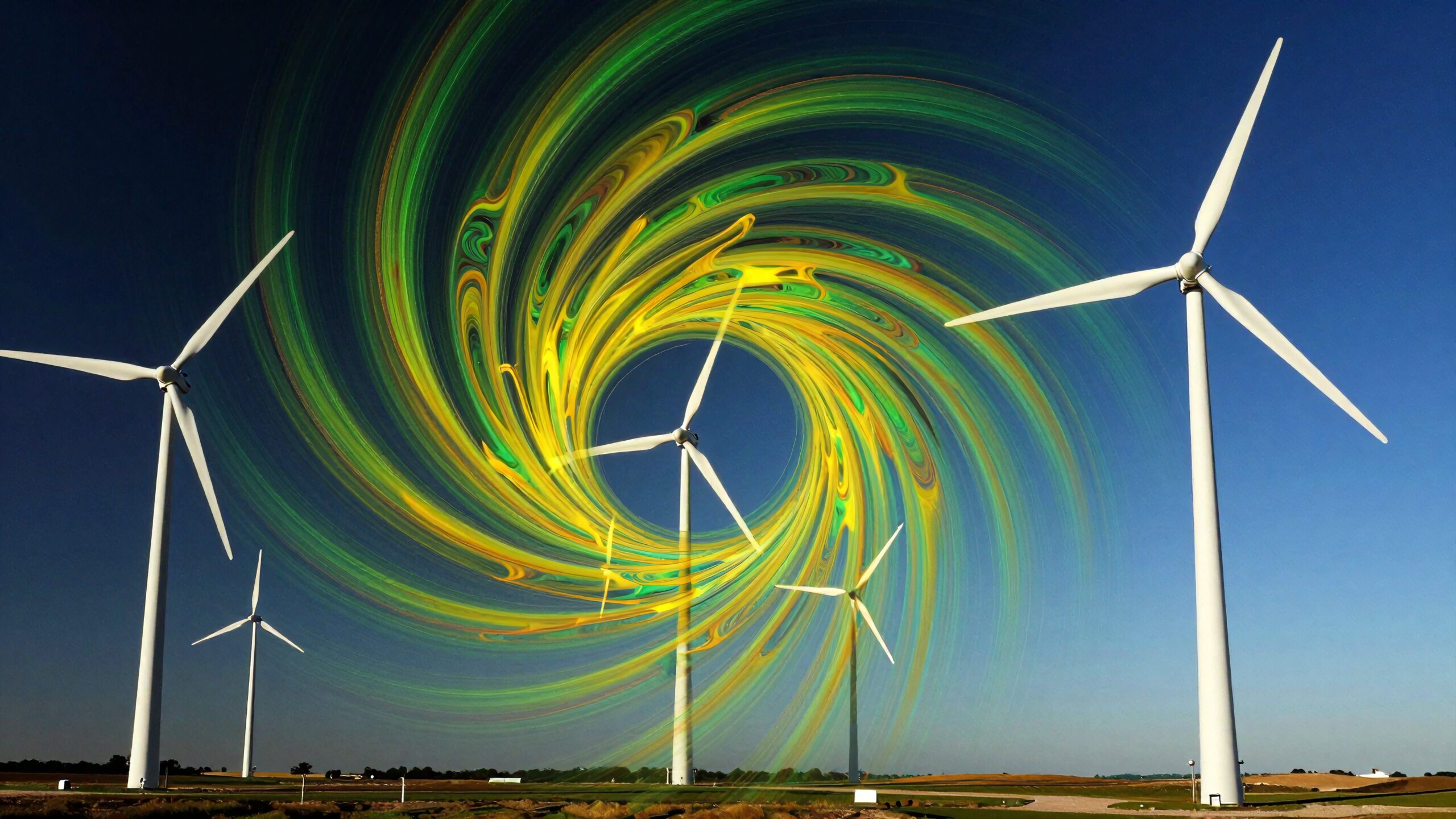 Wind Turbines Under Colored Vortex