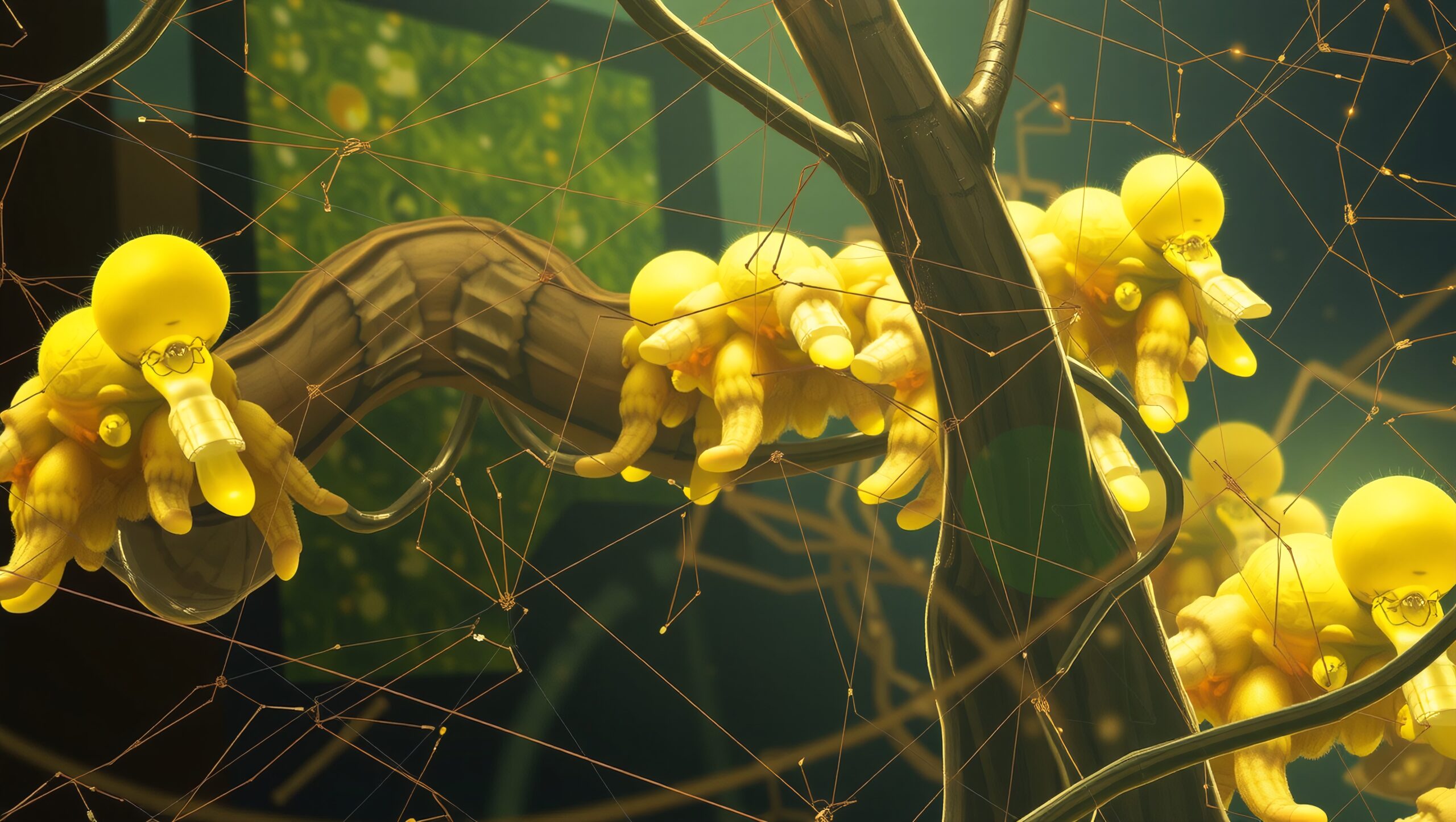 Enigmatic Yellow Light Creatures