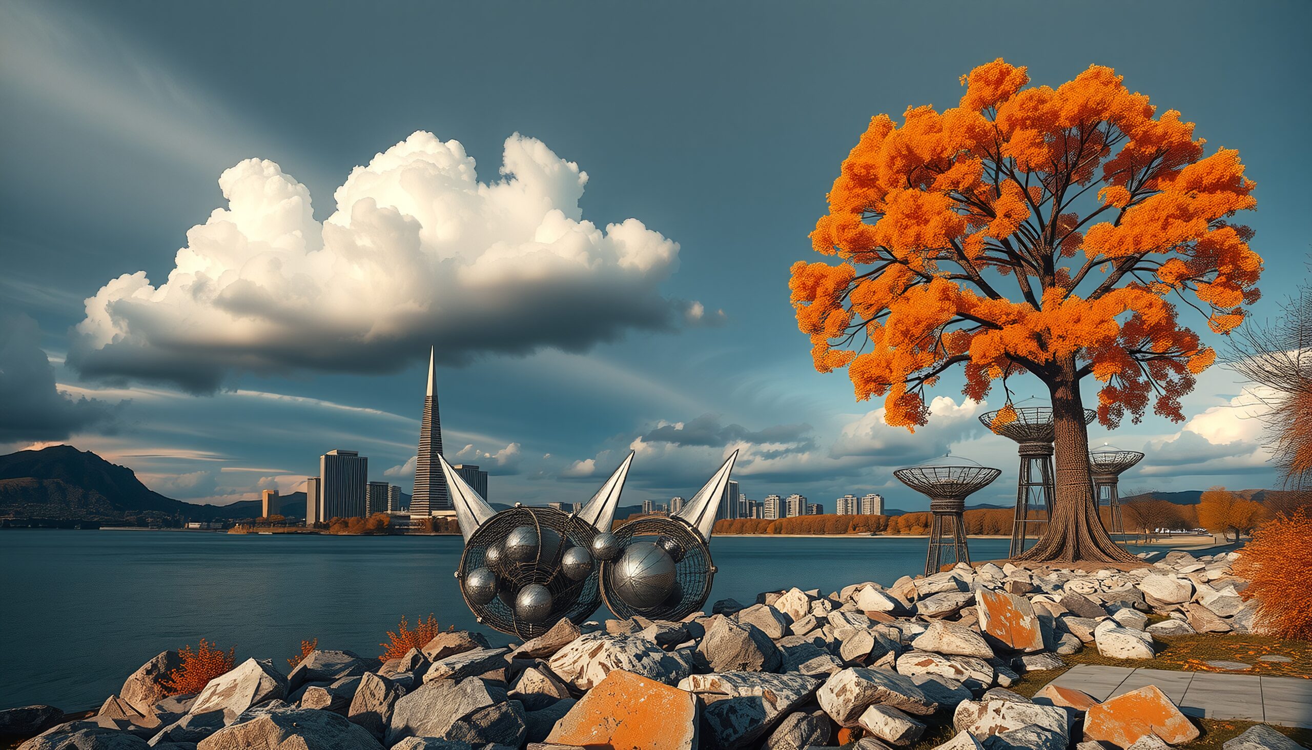 Futuristic urban nature scene