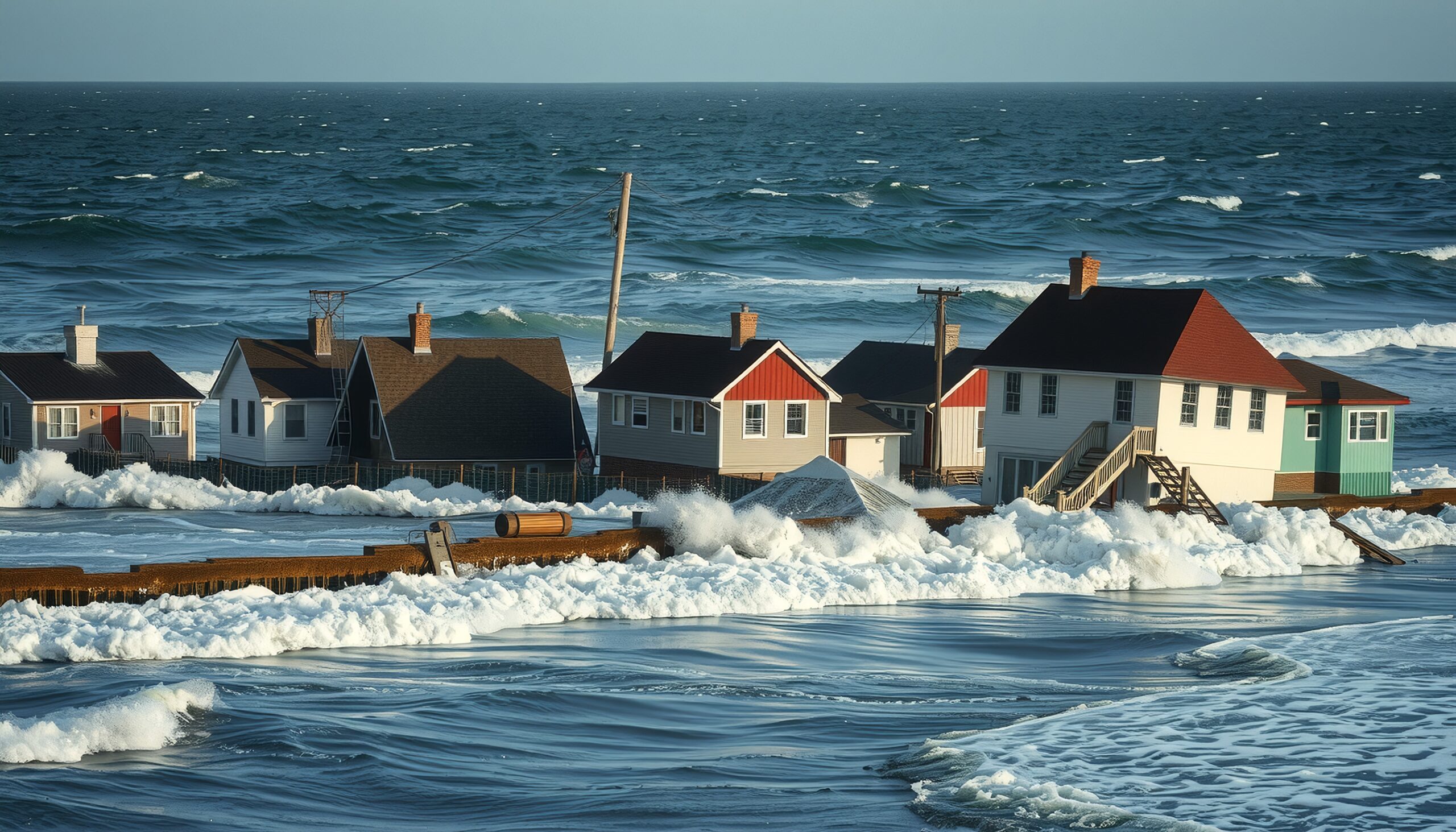 Coastal Homes Face Ocean Waves