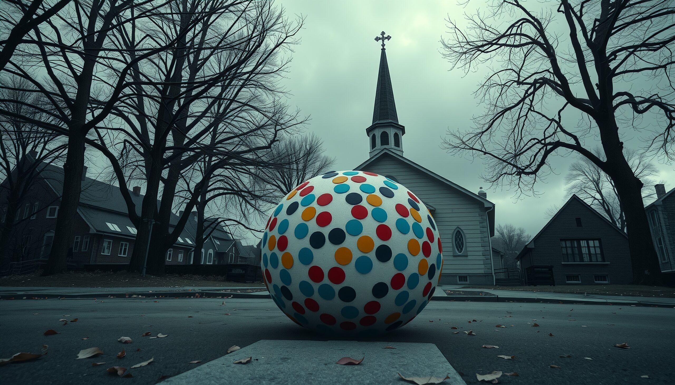 Colorful Sphere in Quiet Street