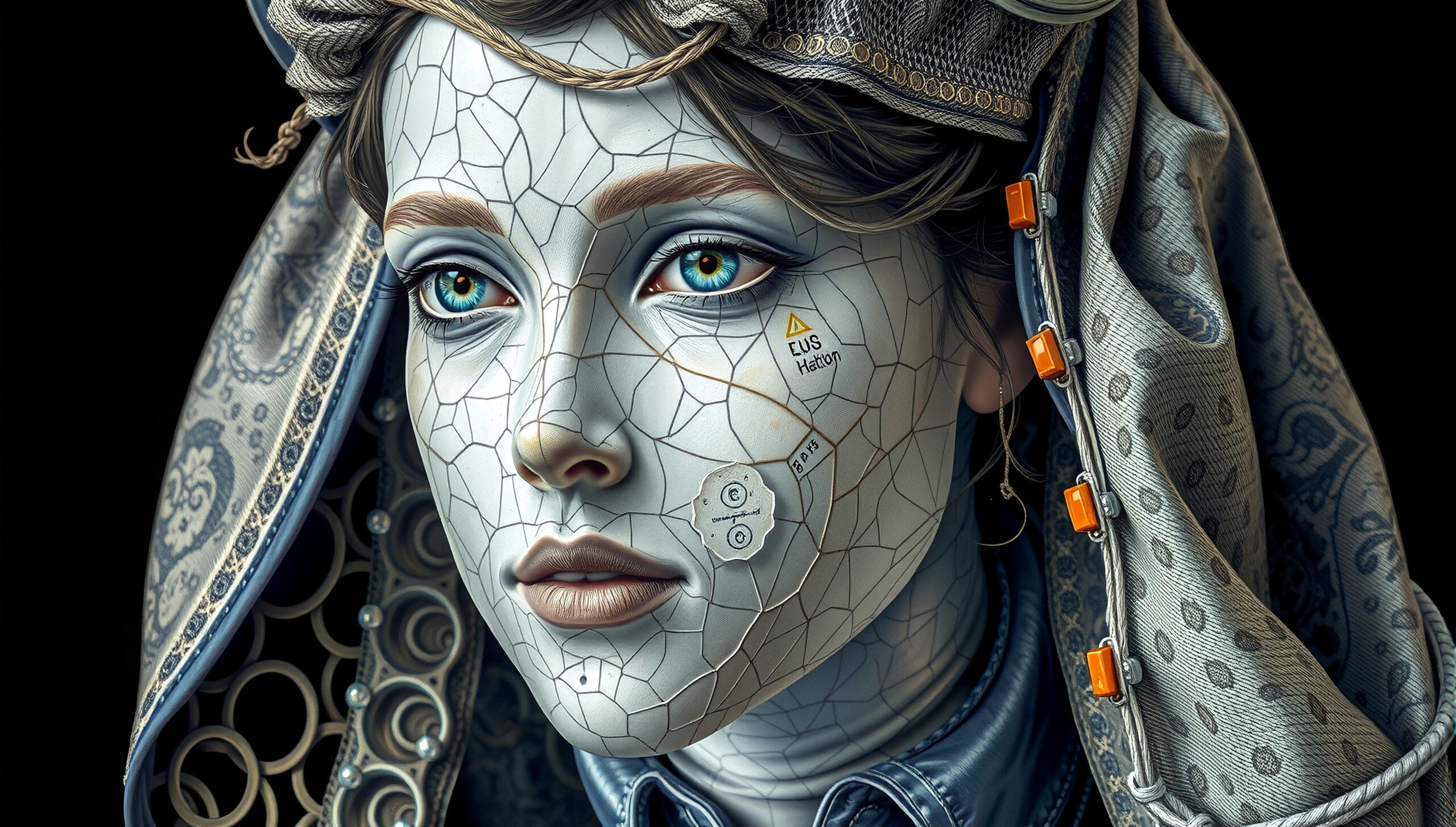 Futuristic Porcelain Robotic Portrait