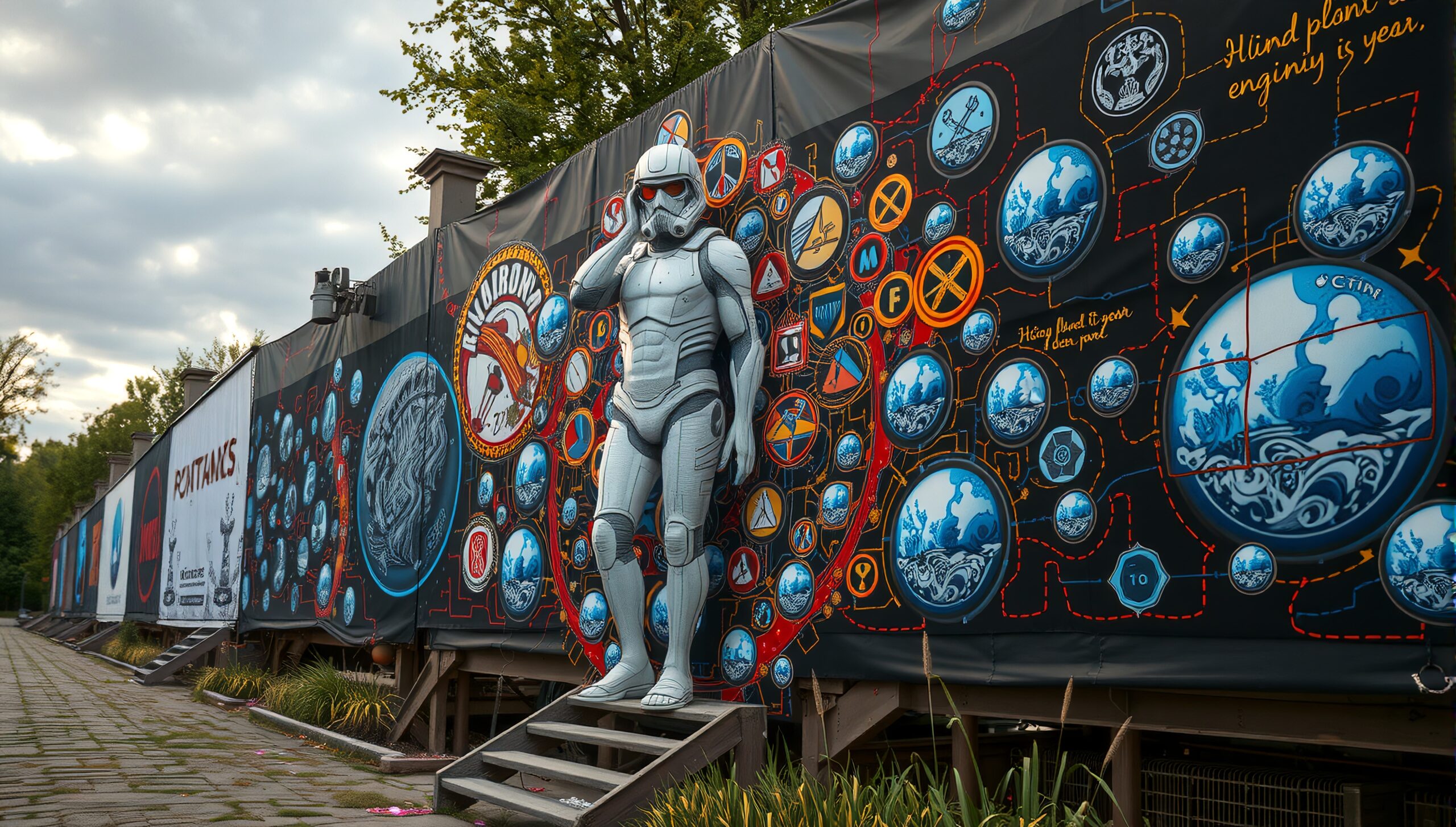 Futuristic Robot Mural Installation
