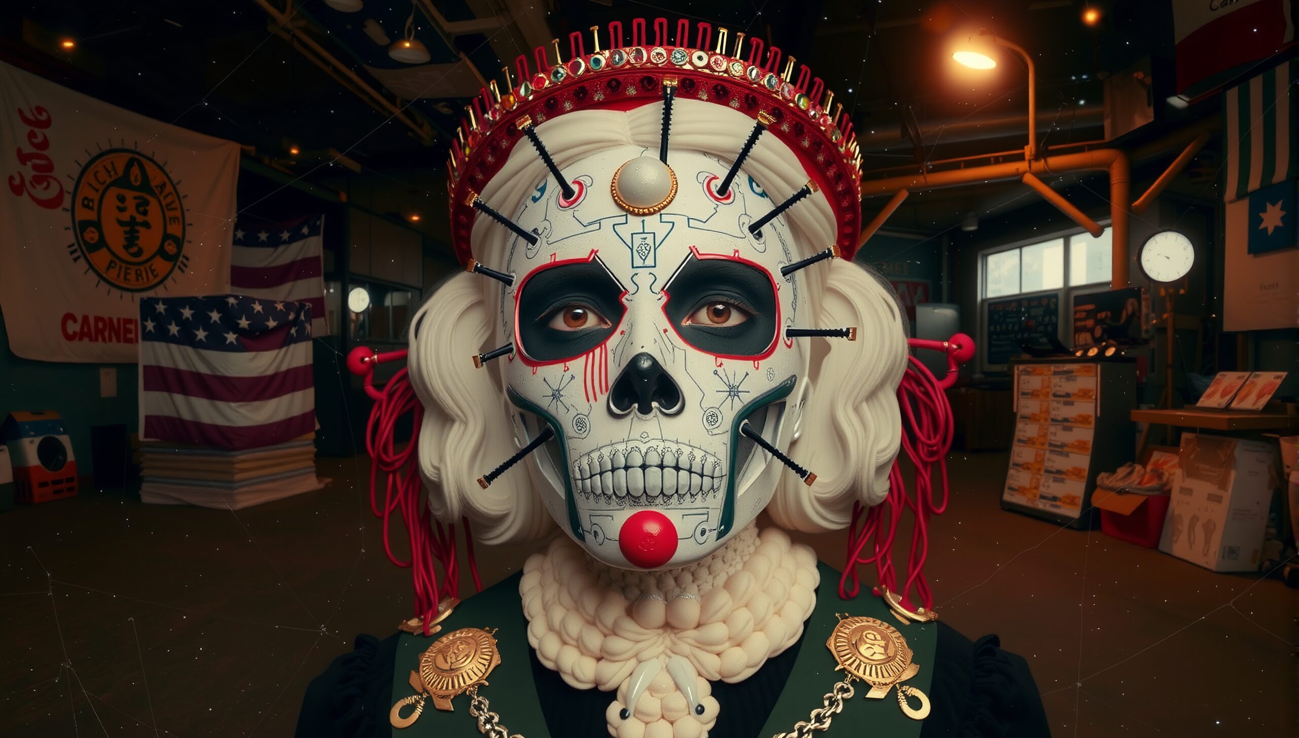 Mysterious Skull Clown Figure