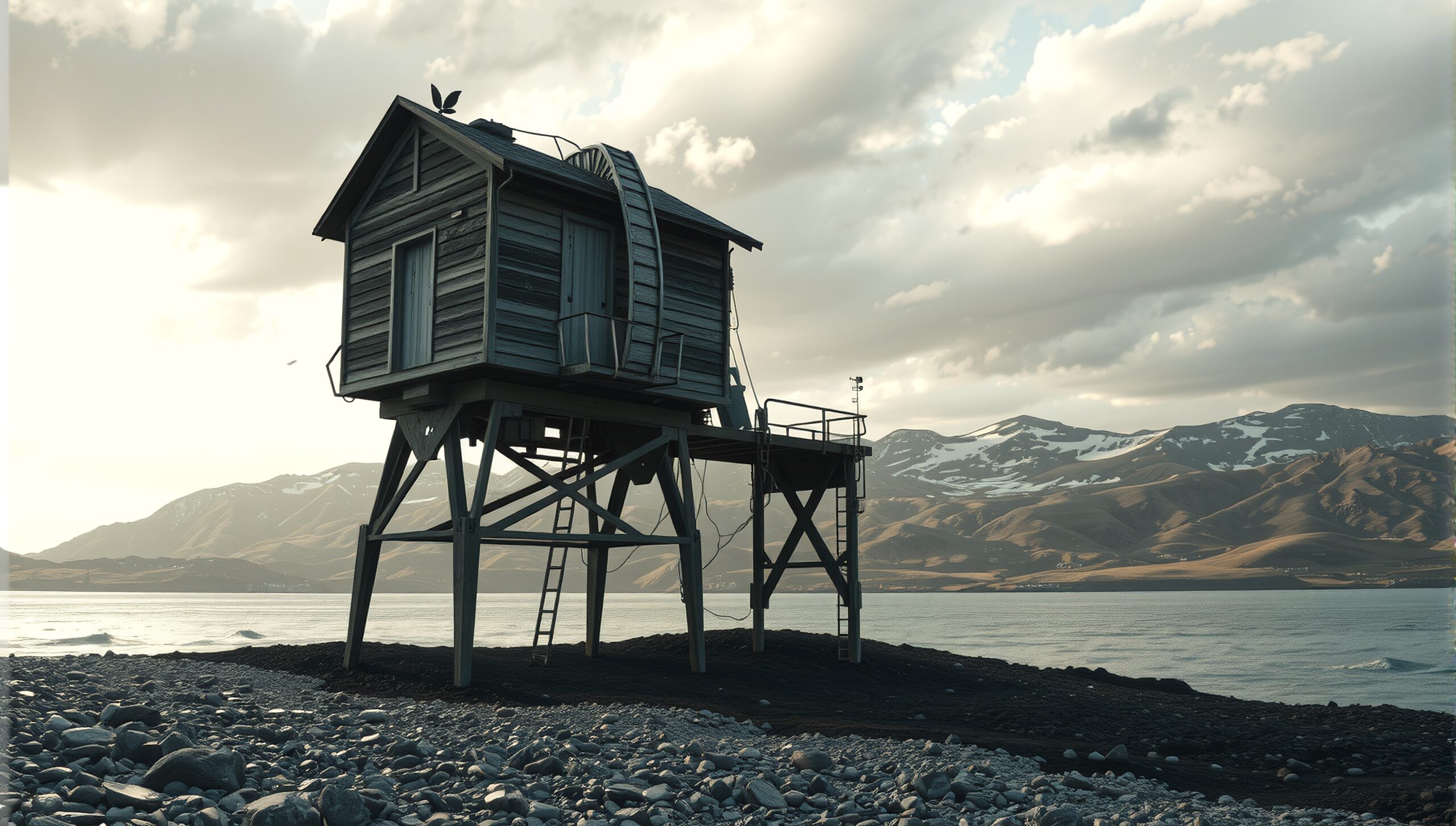 Elevated House by Rocky Shore