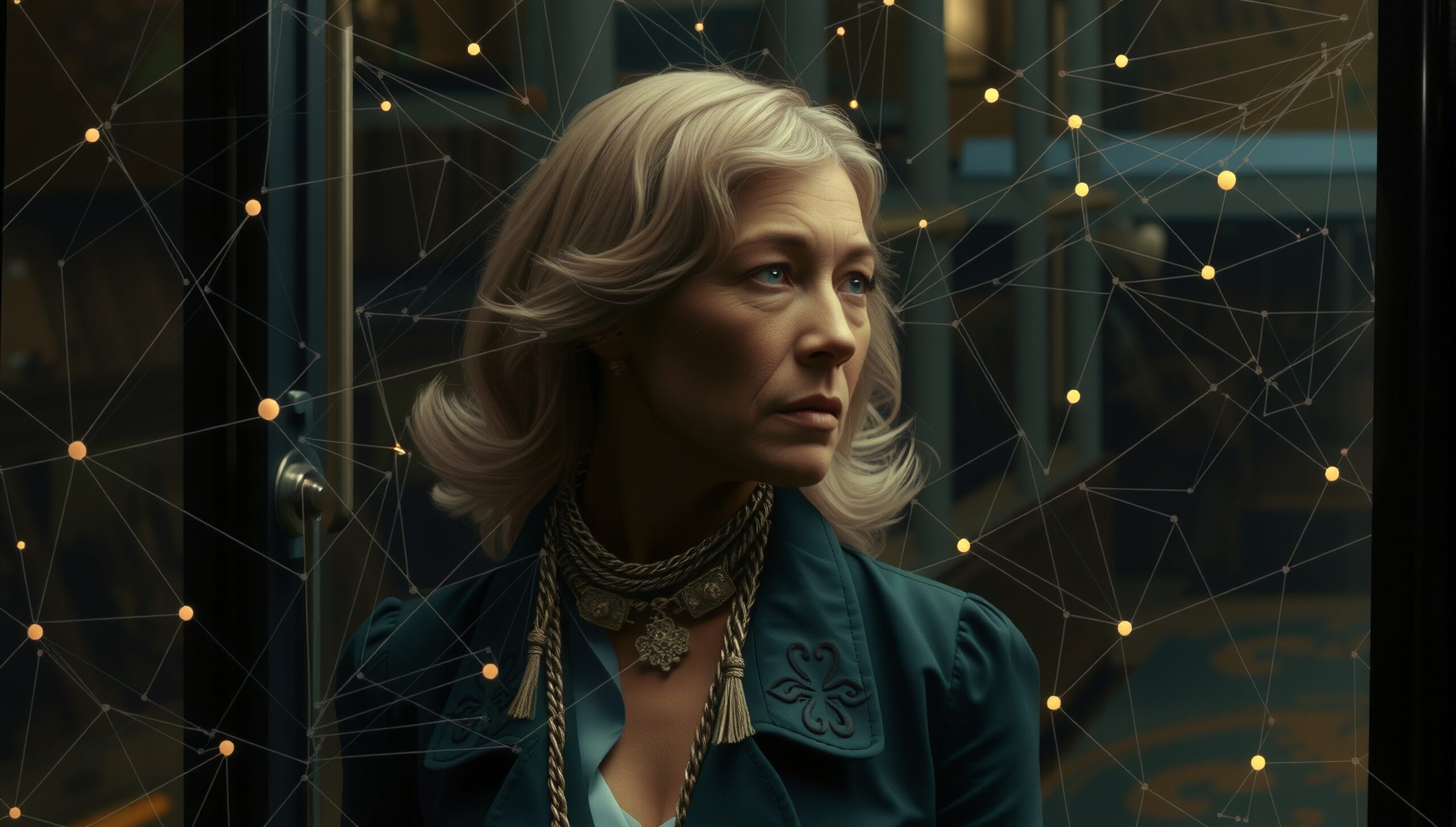 Mysterious Woman in Digital Web