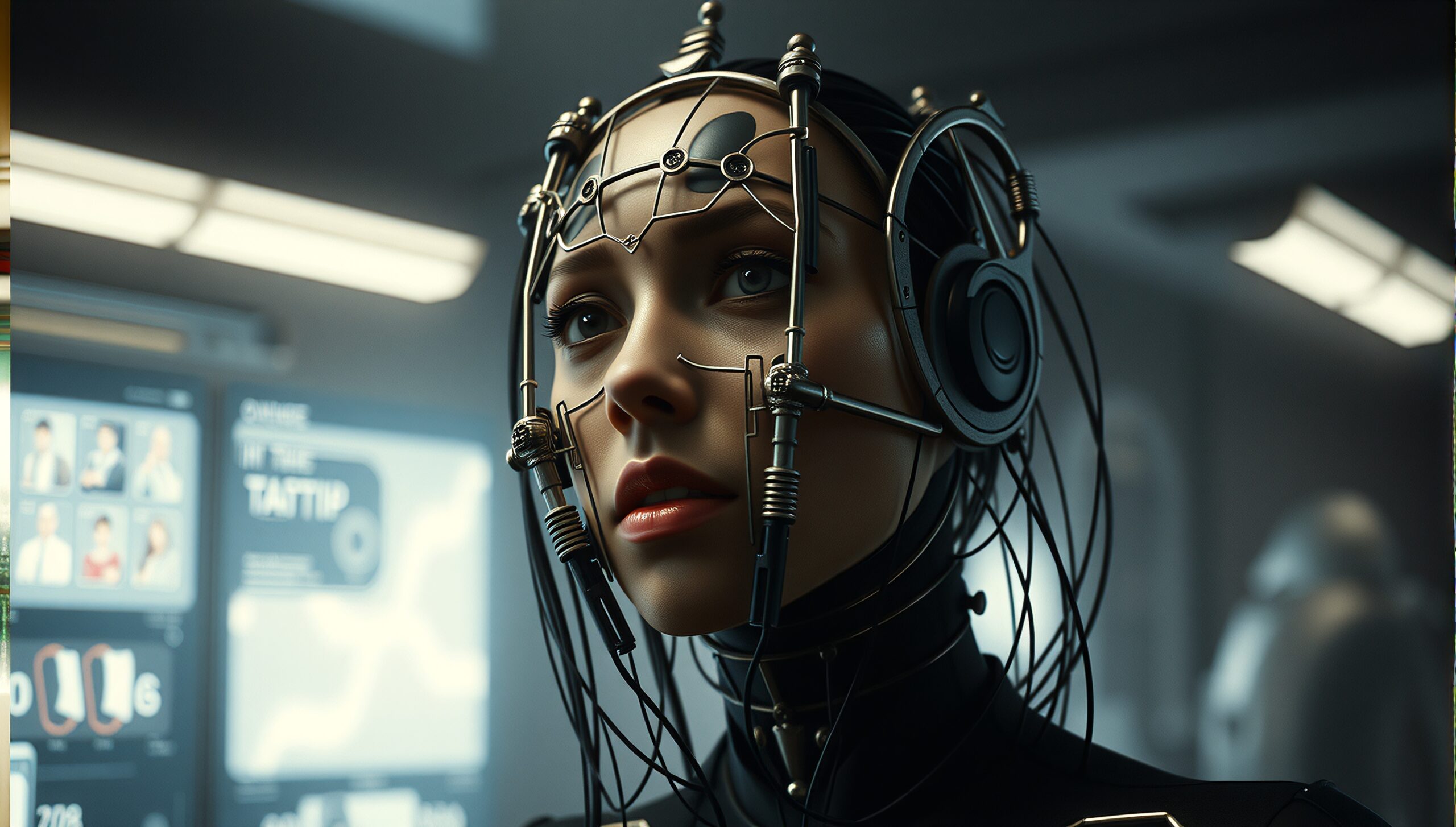 Cybernetic Human in Futuristic Setting