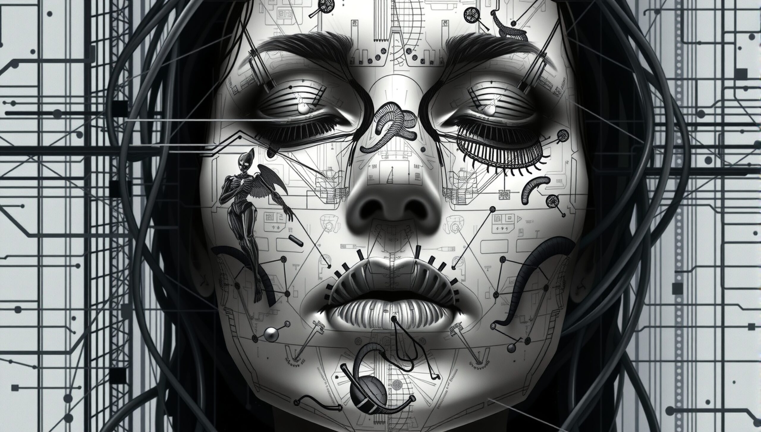 Futuristic Cybernetic Face Art