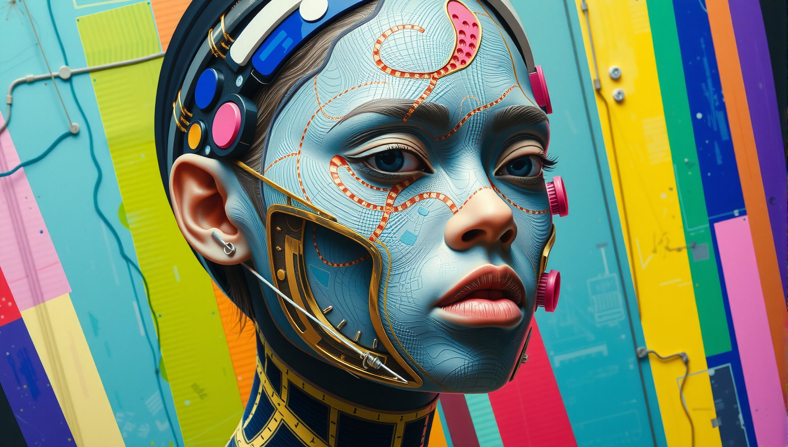 Futuristic Cybernetic Portrait Art