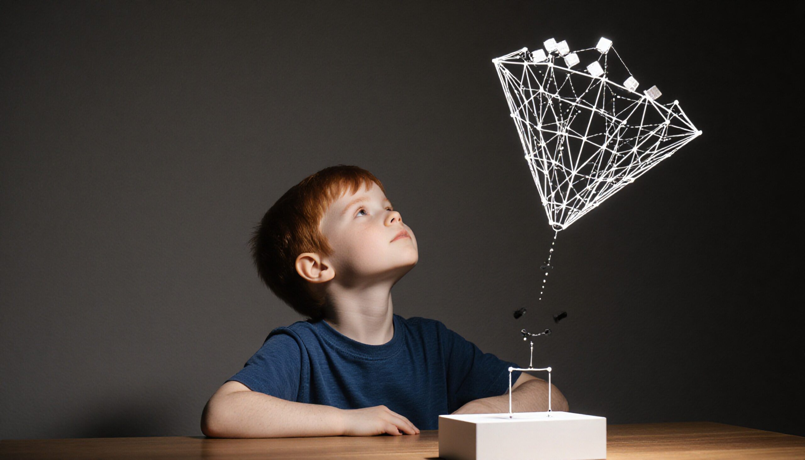 Curious Child and Wire Sculpture