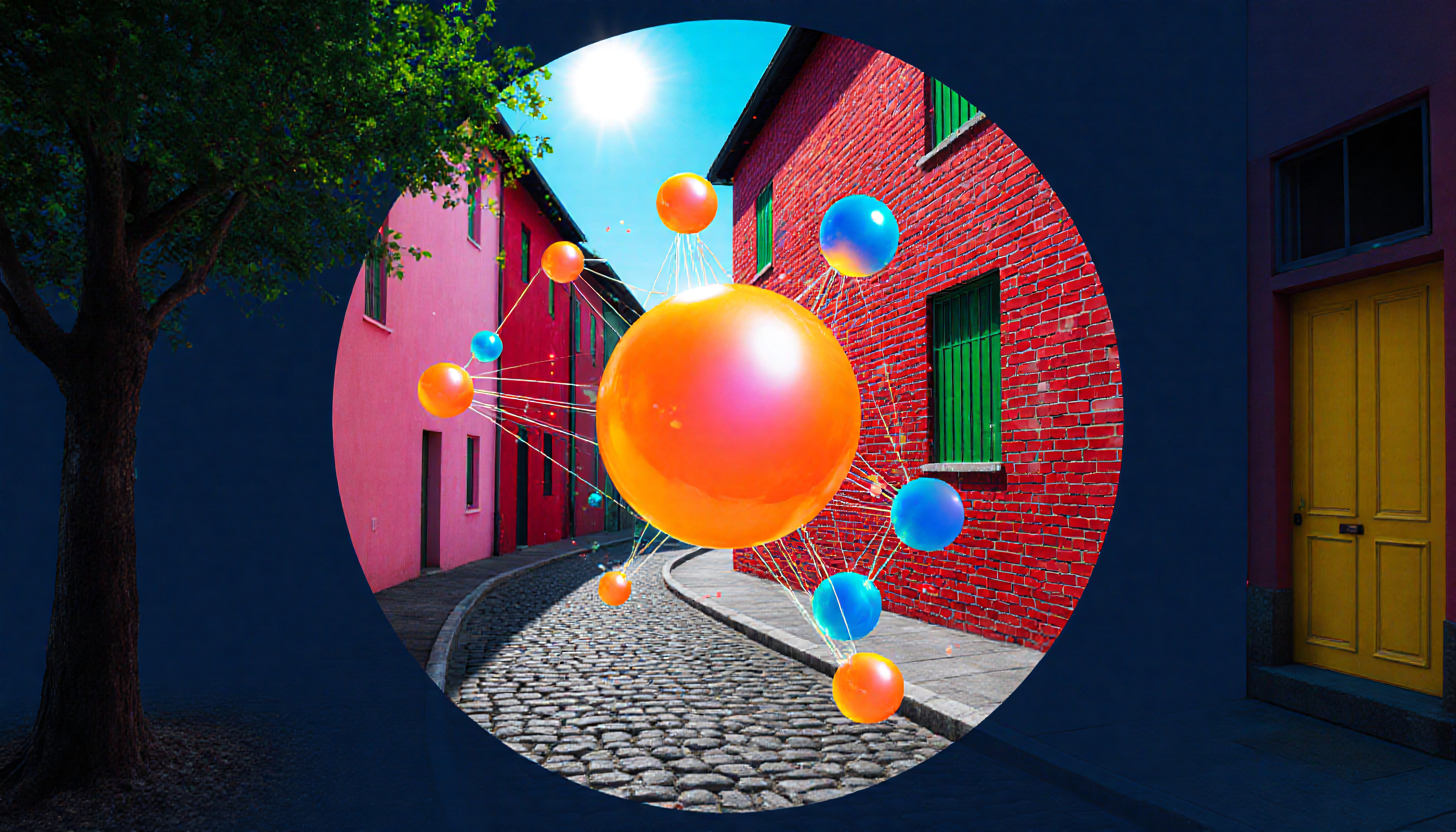 Street with Atomic Structure Overlay