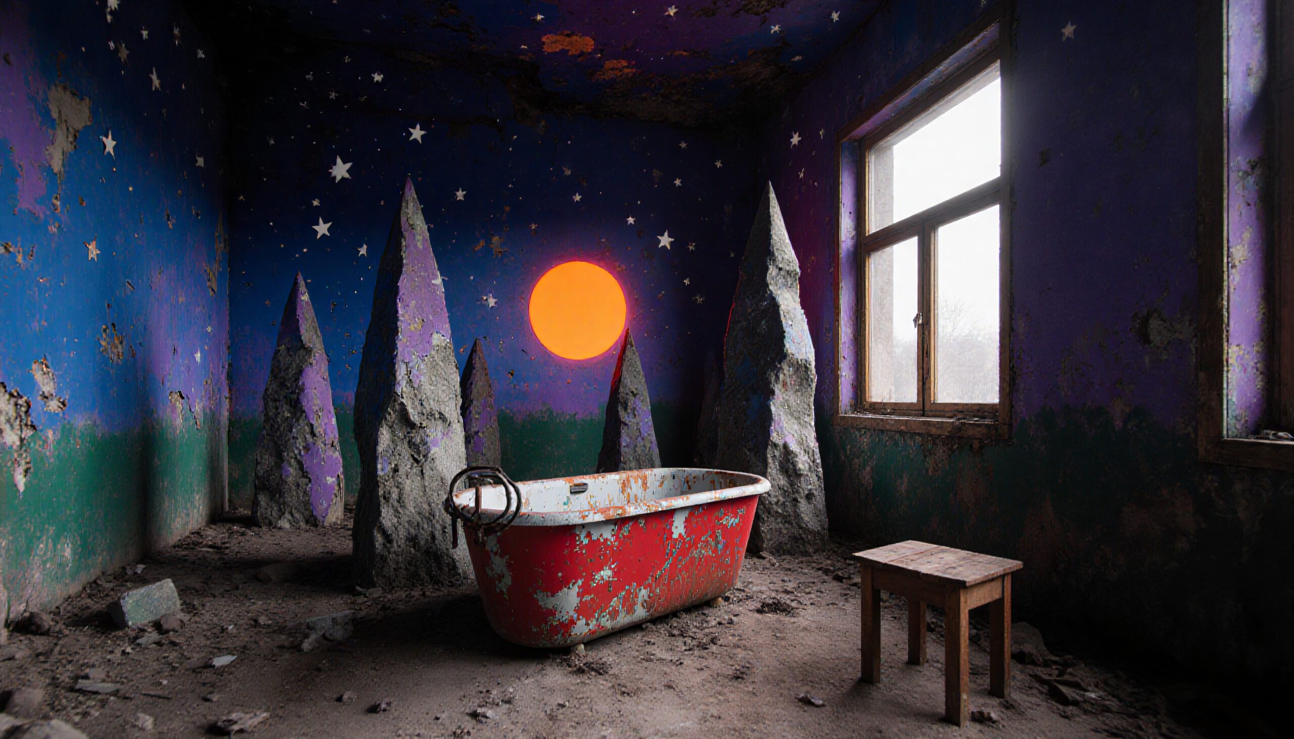 Surreal Abandoned Cosmic Room Scene