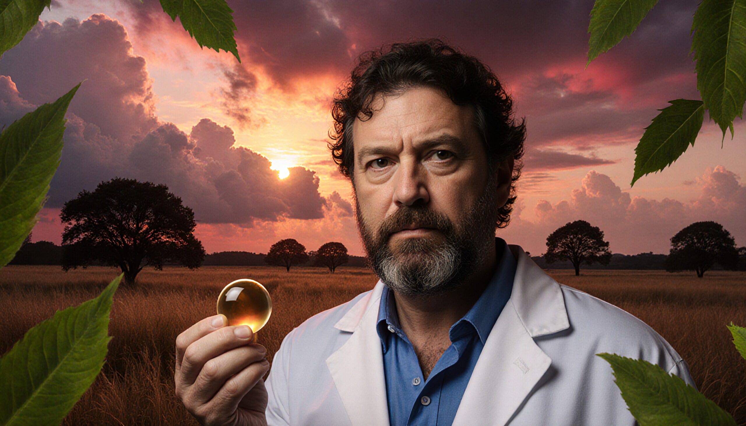 Mystical Sunset with Scientist