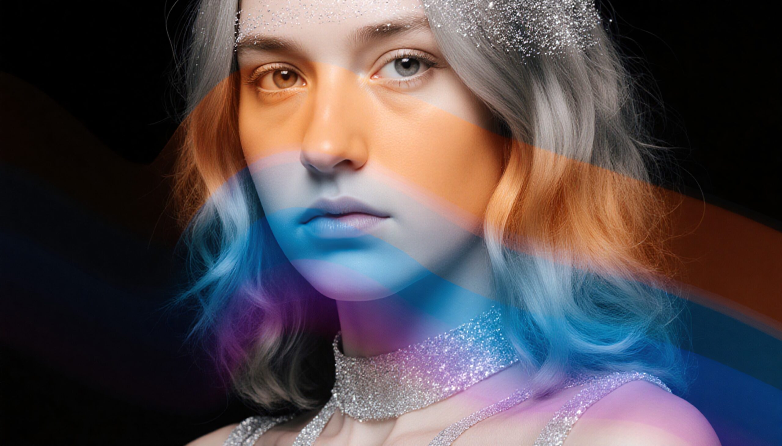 Colorful Portrait with Silver Highlights