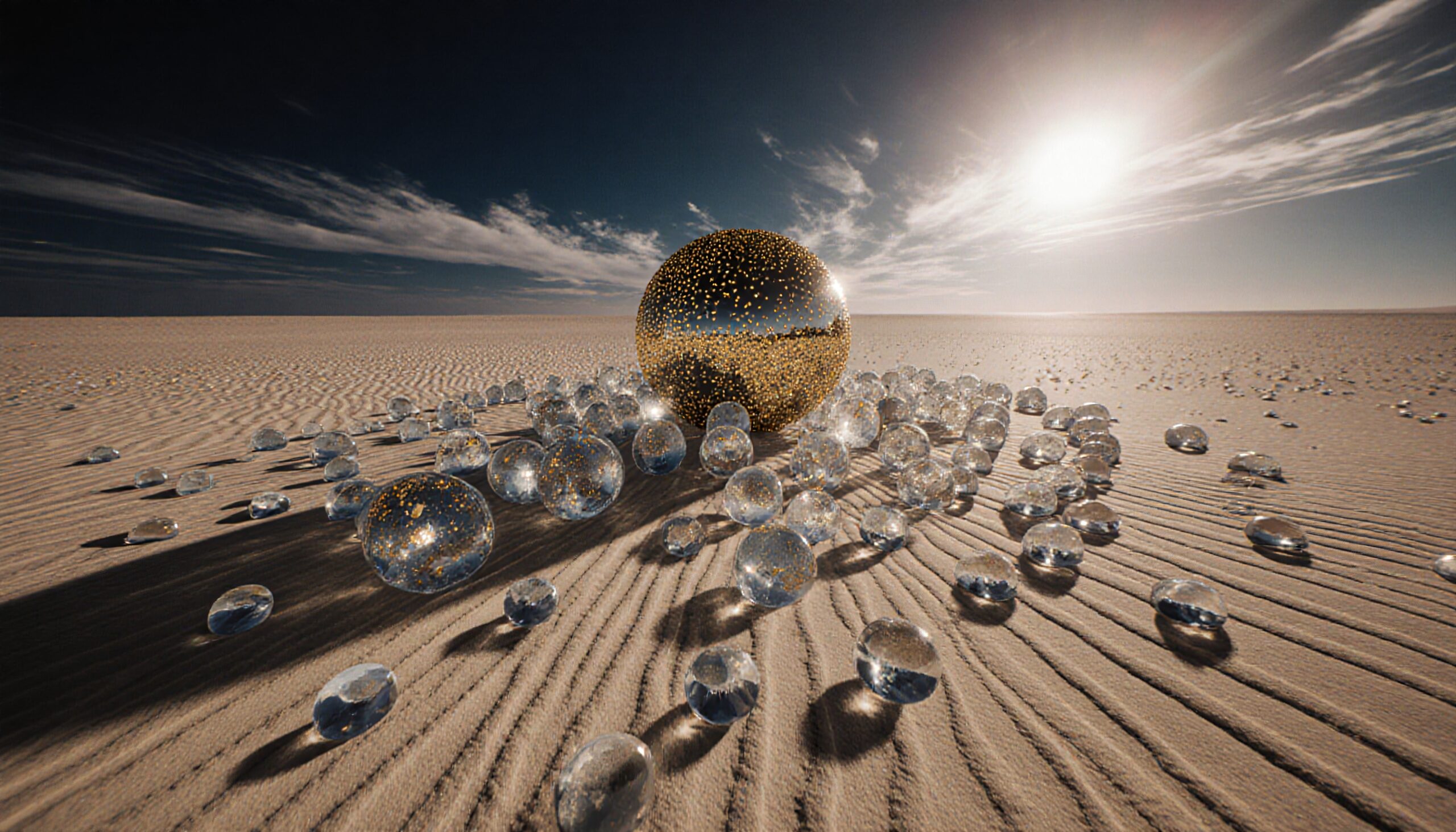 Mystical Spheres in Desert Landscape