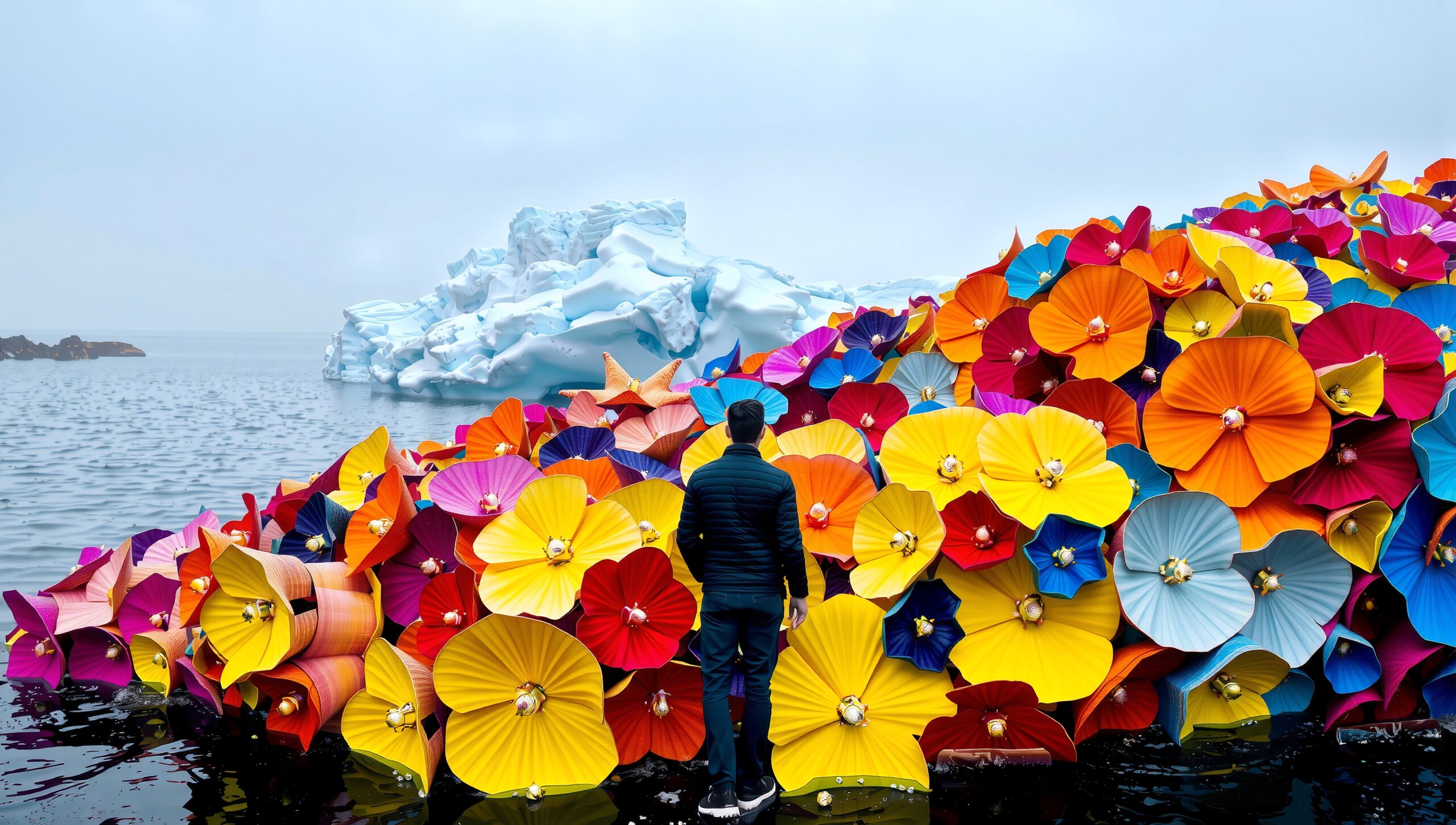 Colorful Flowers by Icy Waters