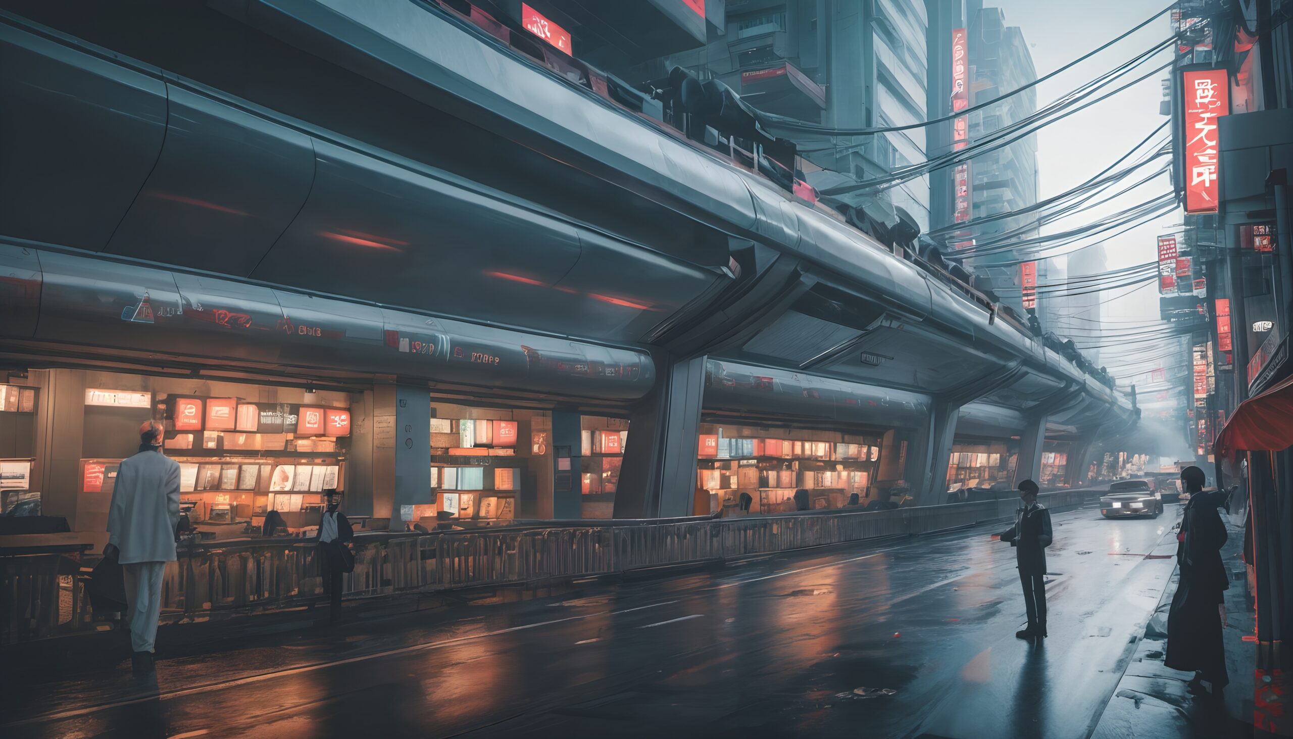 Futuristic Urban Cityscape with Neon