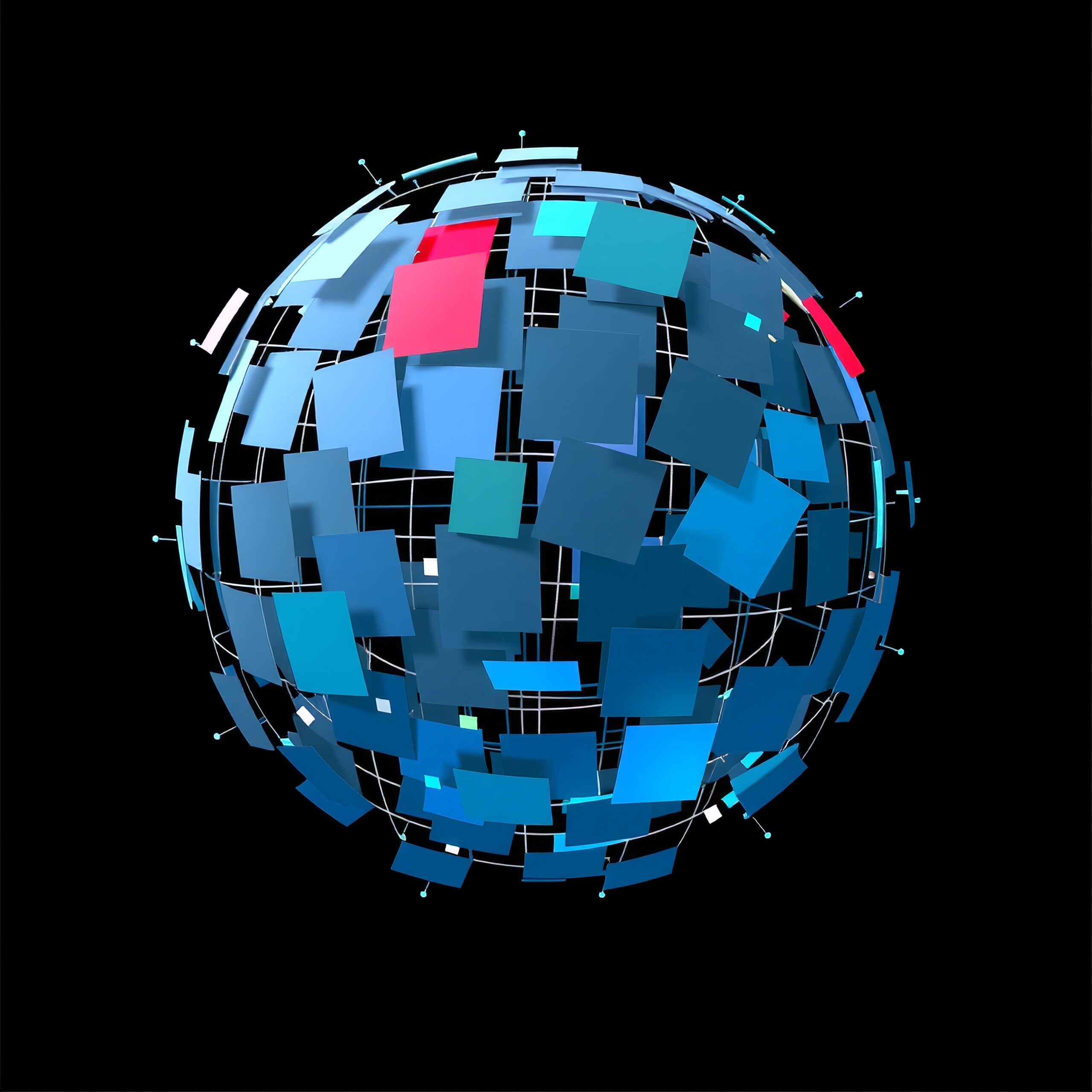 Digital Sphere of Floating Squares